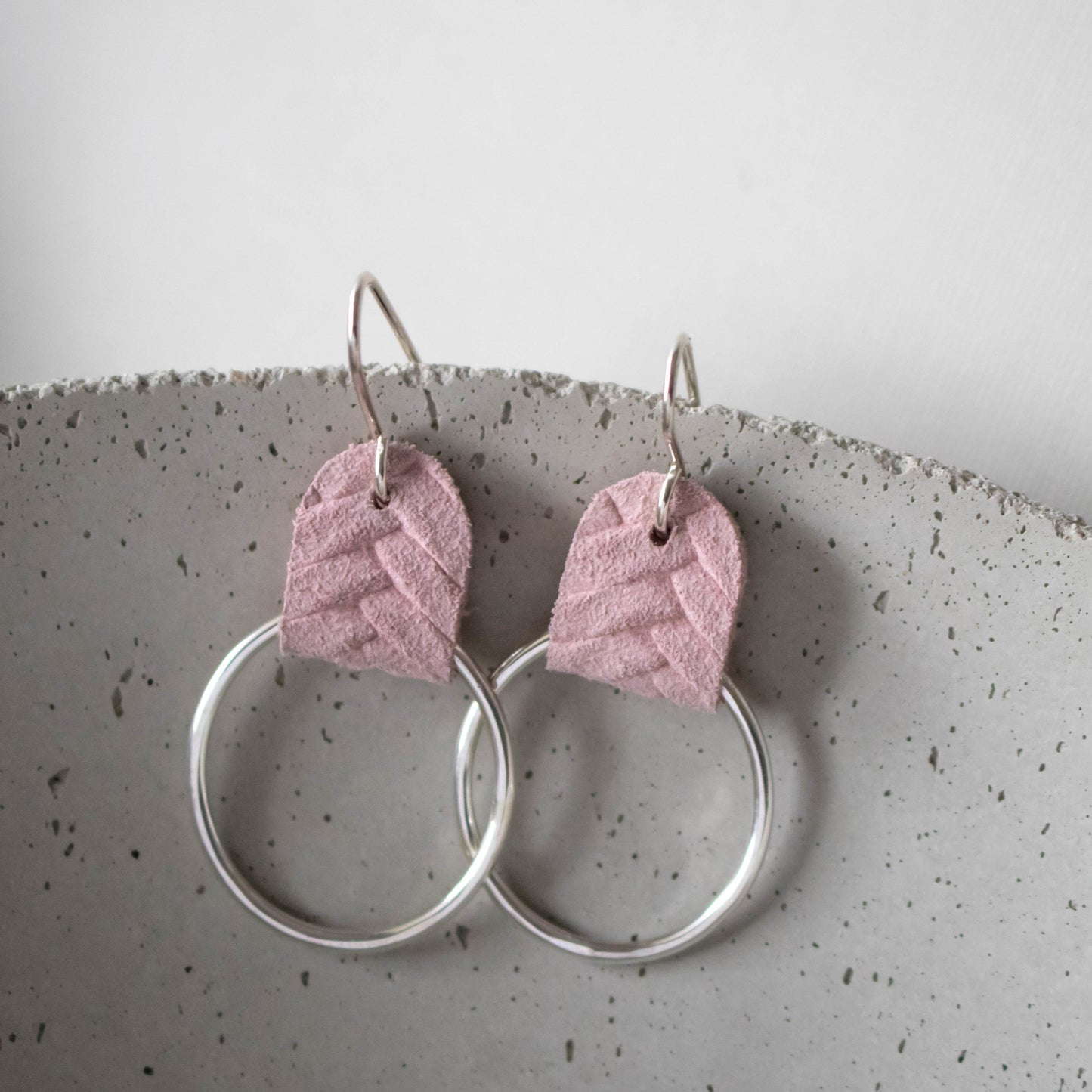 Pretty In Pink Leather Hoop Earrings-Womens-LittleGreenRoomJewelry-LittleGreenRoomJewelry