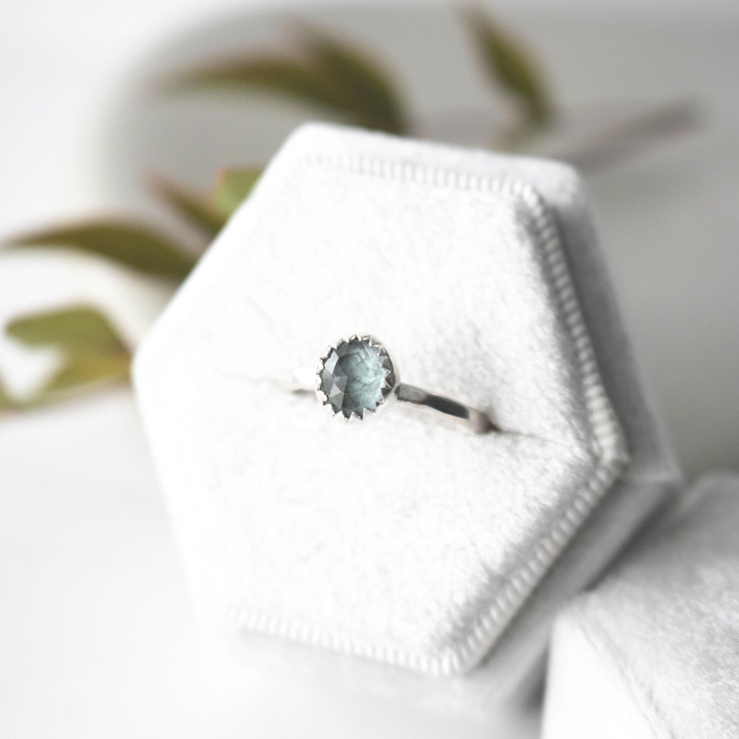 Aqua Kyanite Size 5.5 Stacking Ring-Womens-LittleGreenRoomJewelry-LittleGreenRoomJewelry