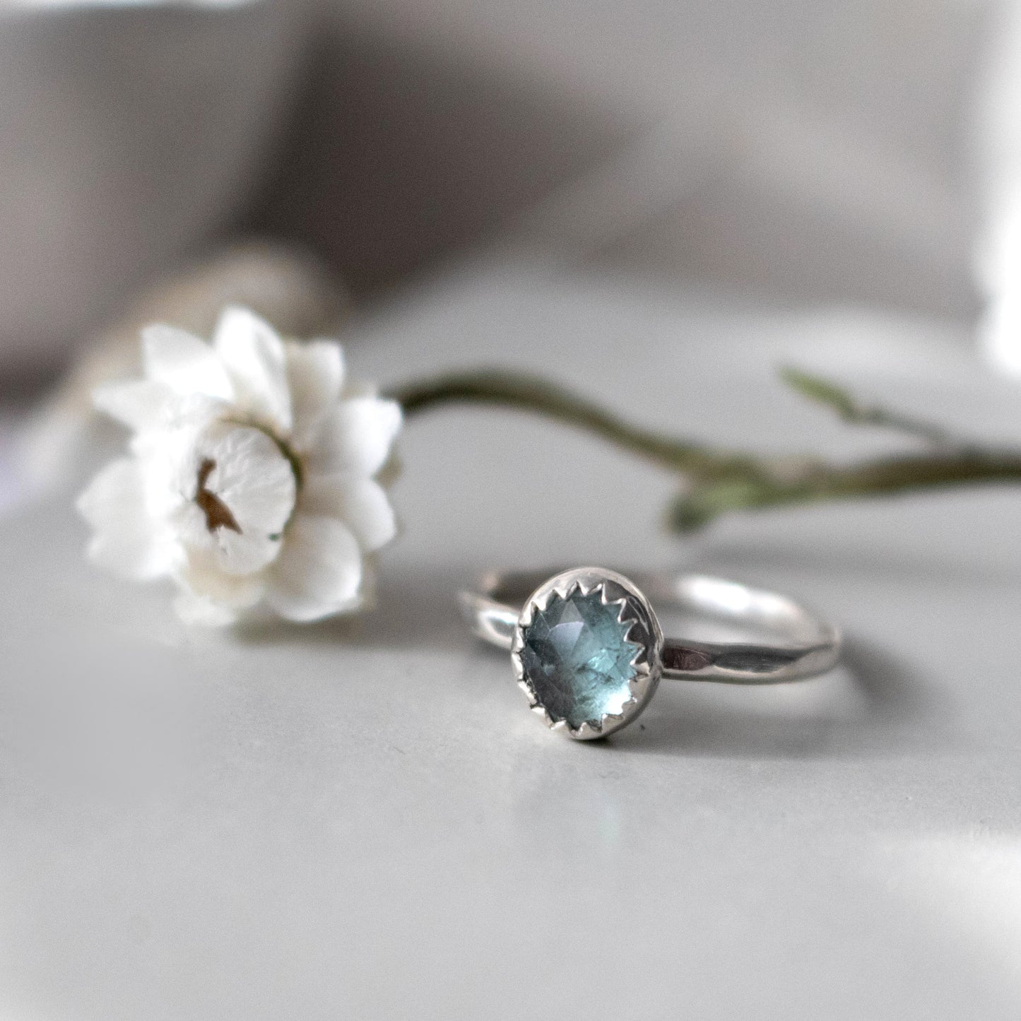 Aqua Kyanite Size 5.5 Stacking Ring-Womens-LittleGreenRoomJewelry-LittleGreenRoomJewelry