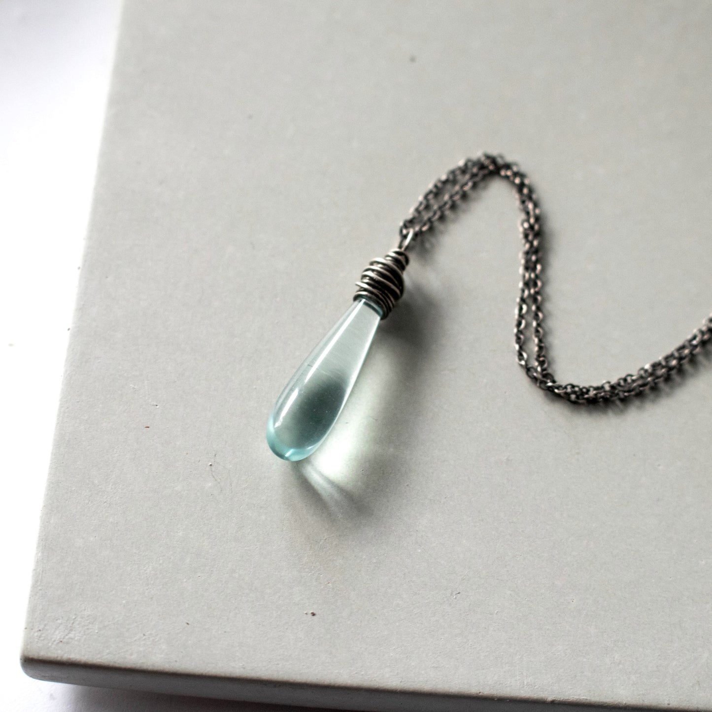 Wire Wrapped Raindrop Necklace-Womens-LittleGreenRoomJewelry-LittleGreenRoomJewelry