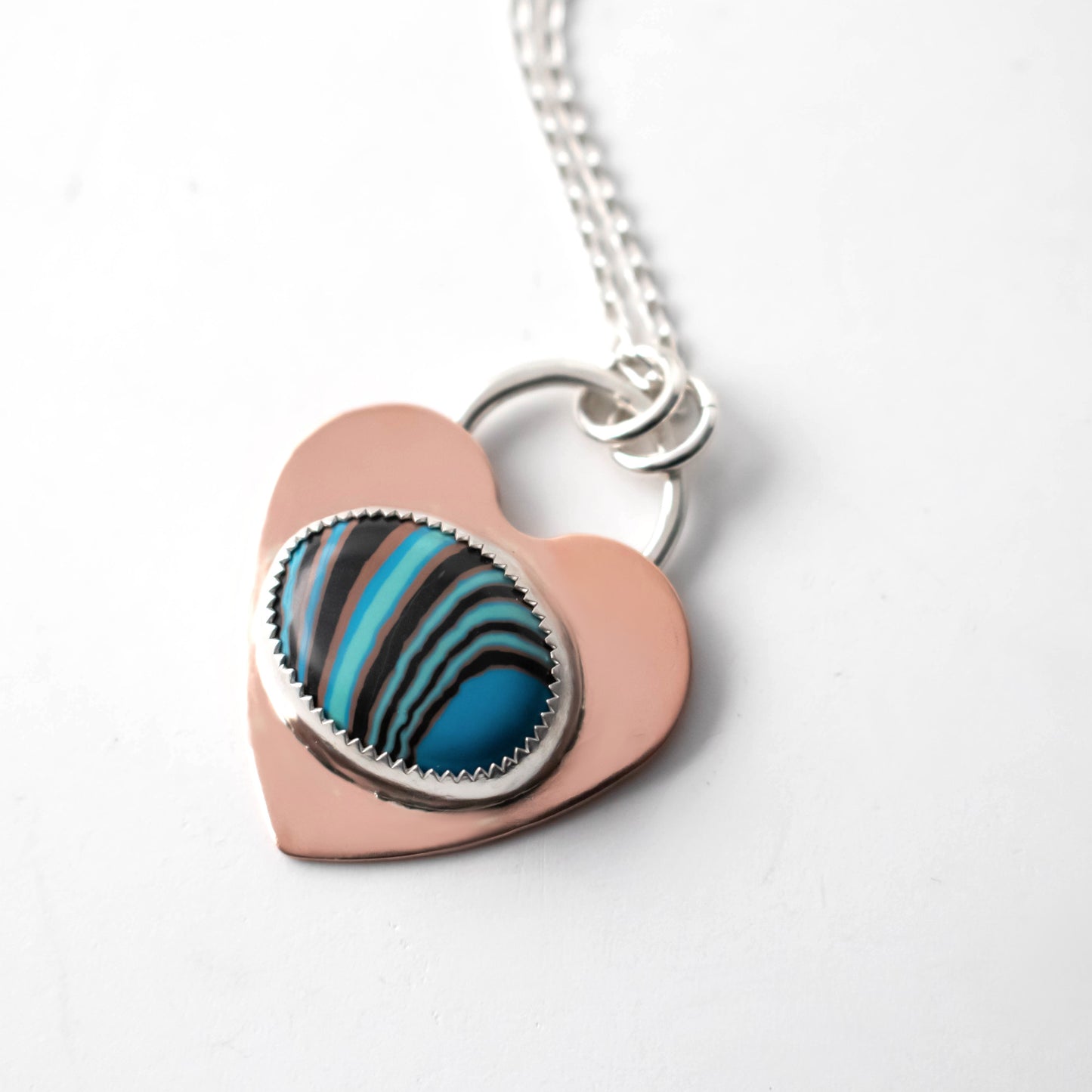 Turquoise Copper Heart Calsilica Necklace-Womens-LittleGreenRoomJewelry-LittleGreenRoomJewelry