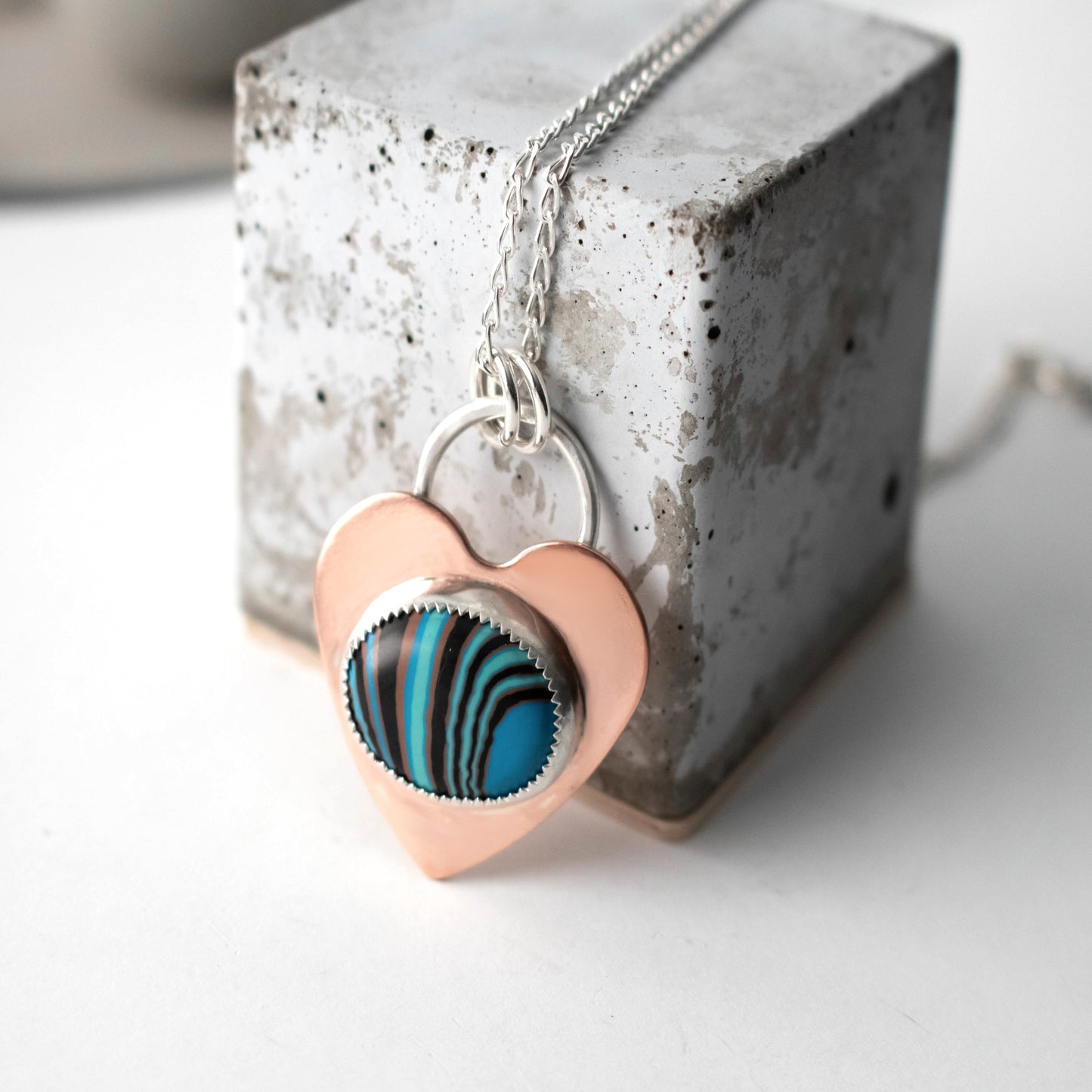 Turquoise Copper Heart Calsilica Necklace-Womens-LittleGreenRoomJewelry-LittleGreenRoomJewelry