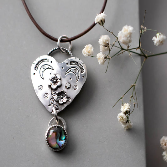 Cherry Blossom Heart Necklace-Womens-LittleGreenRoomJewelry-LittleGreenRoomJewelry