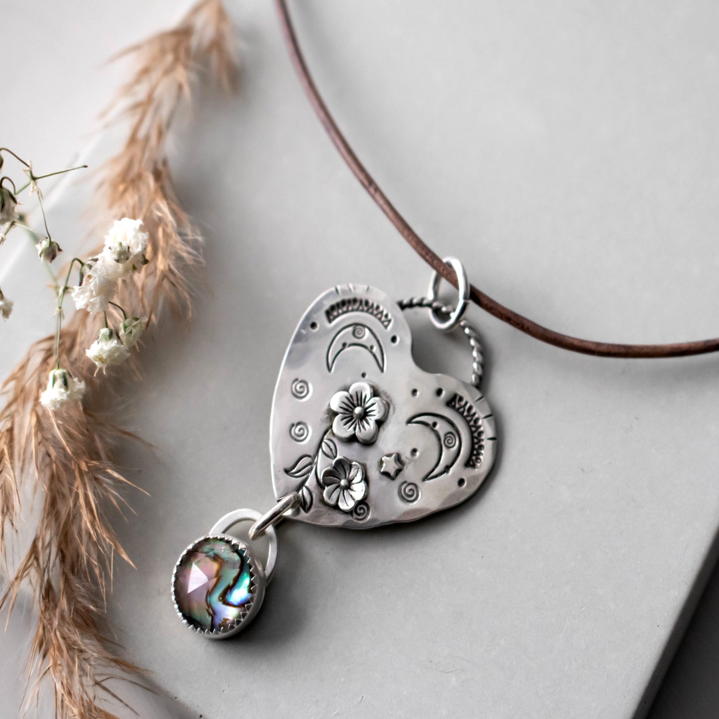 Cherry Blossom Heart Necklace-Womens-LittleGreenRoomJewelry-LittleGreenRoomJewelry