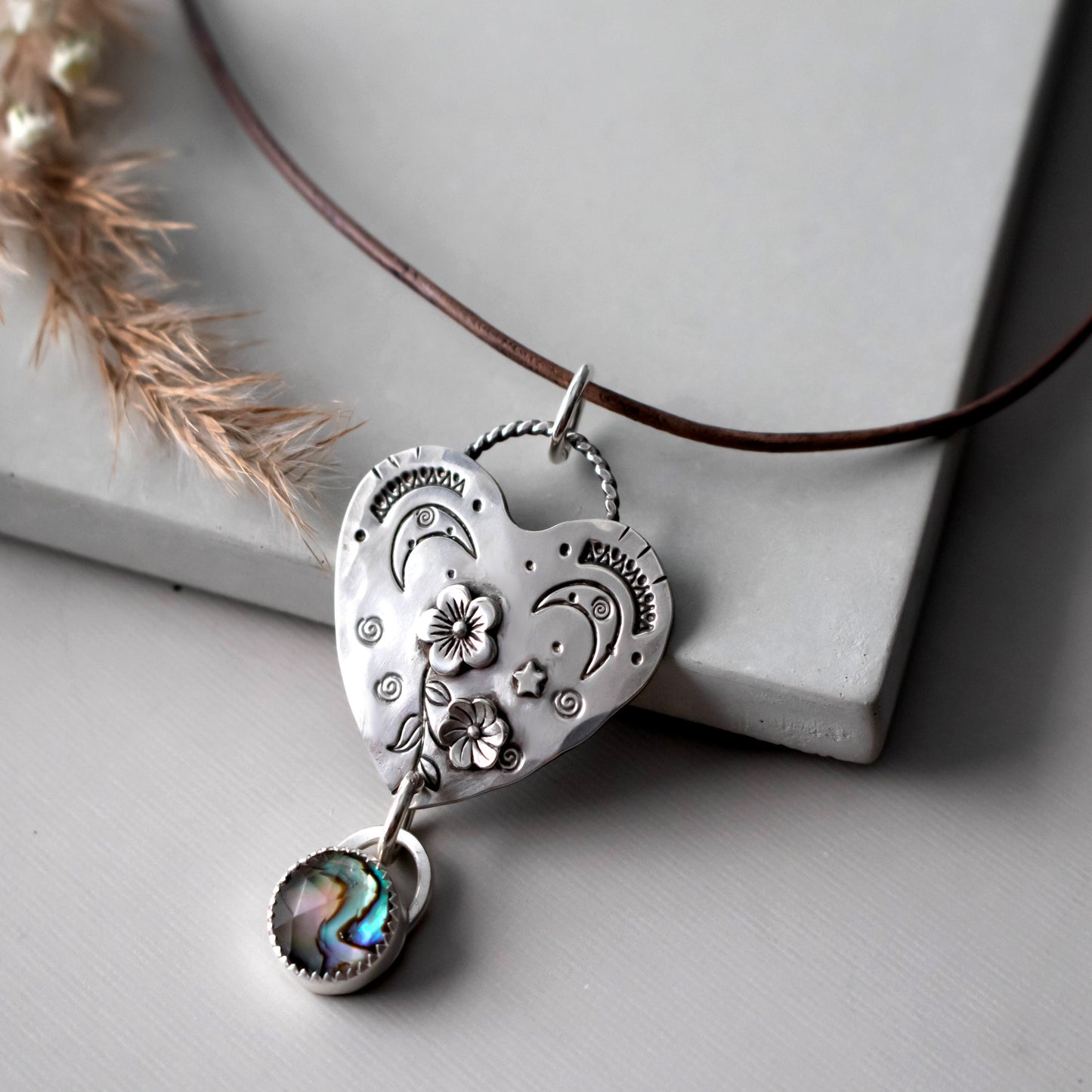 Cherry Blossom Heart Necklace-Womens-LittleGreenRoomJewelry-LittleGreenRoomJewelry