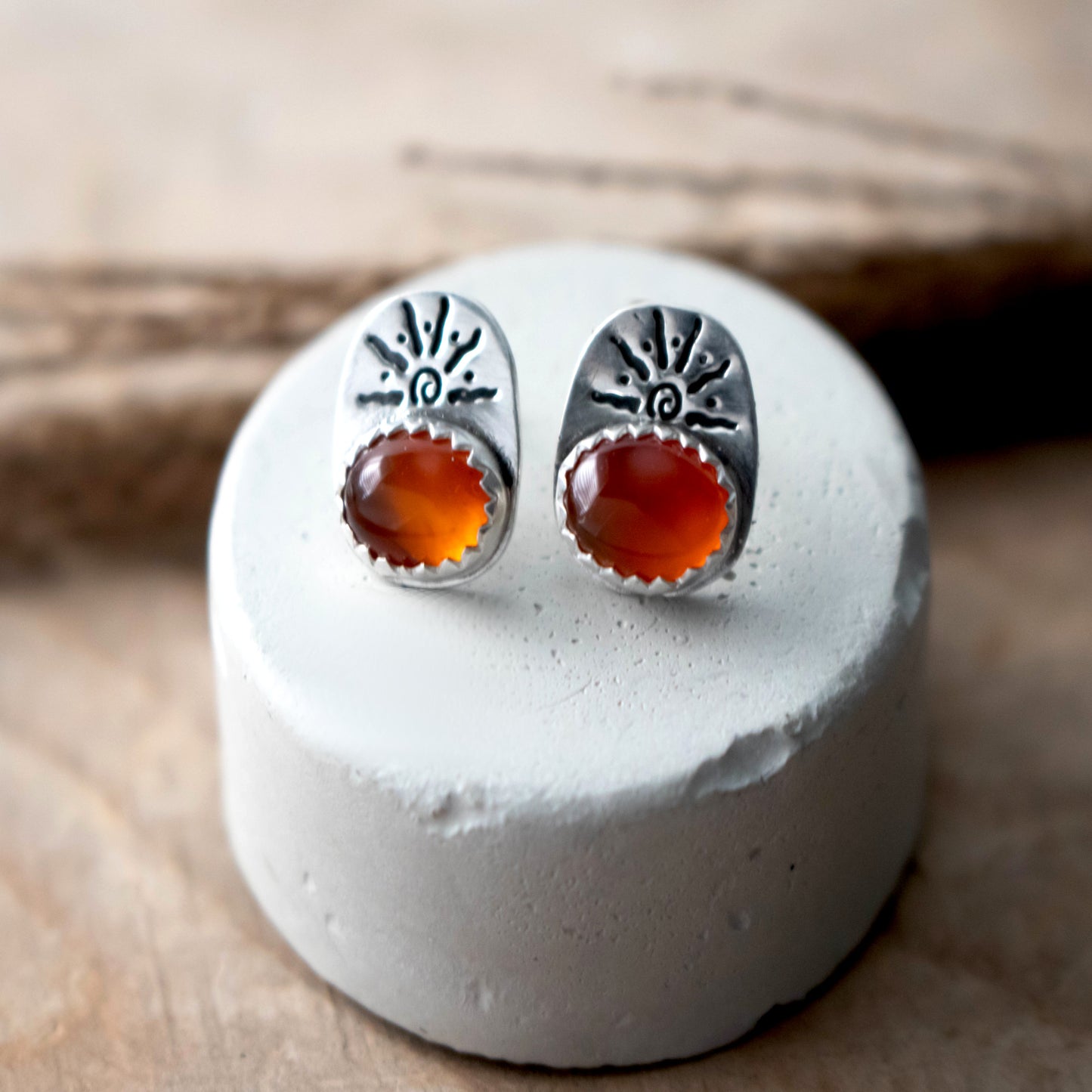Summer Sunset Carnelian Stud Earrings-Womens-LittleGreenRoomJewelry-LittleGreenRoomJewelry