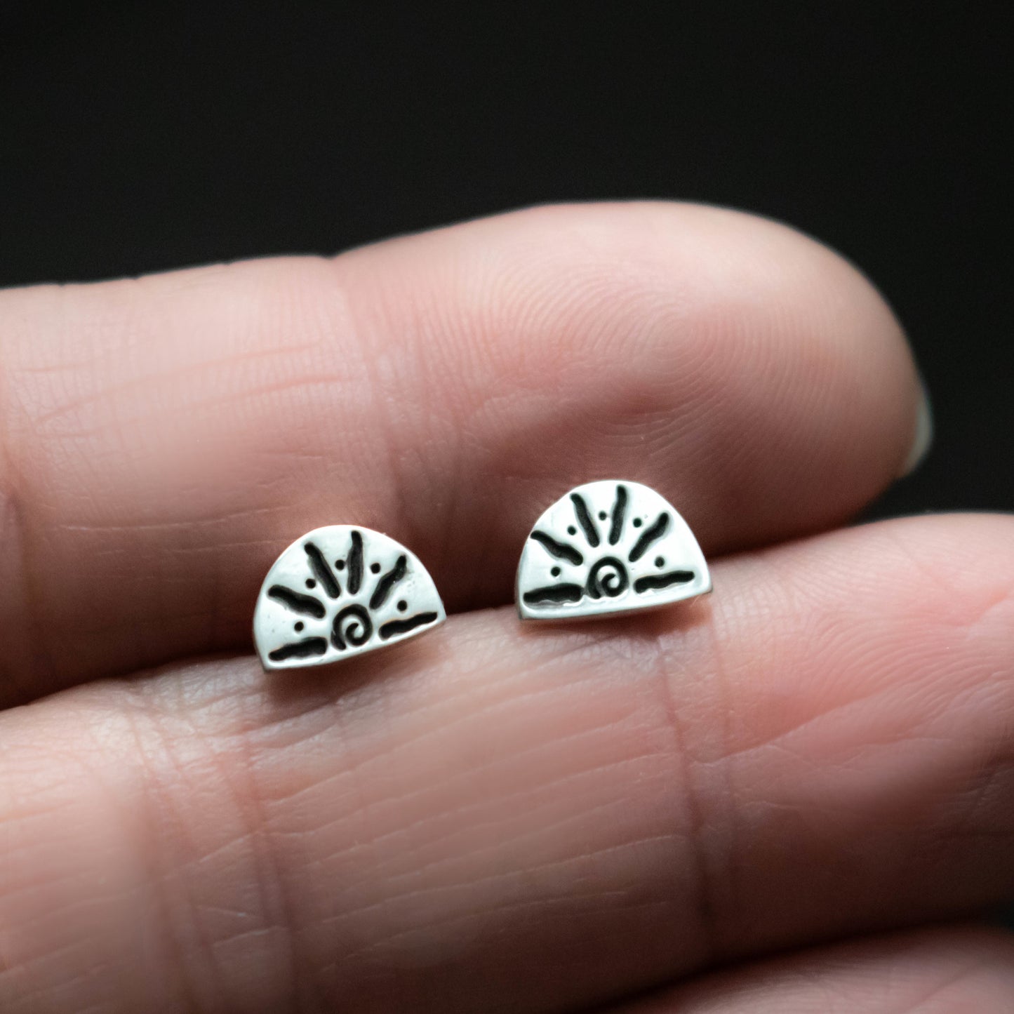 Boho Sun Sterling Silver Stud Earrings-Womens-LittleGreenRoomJewelry-LittleGreenRoomJewelry