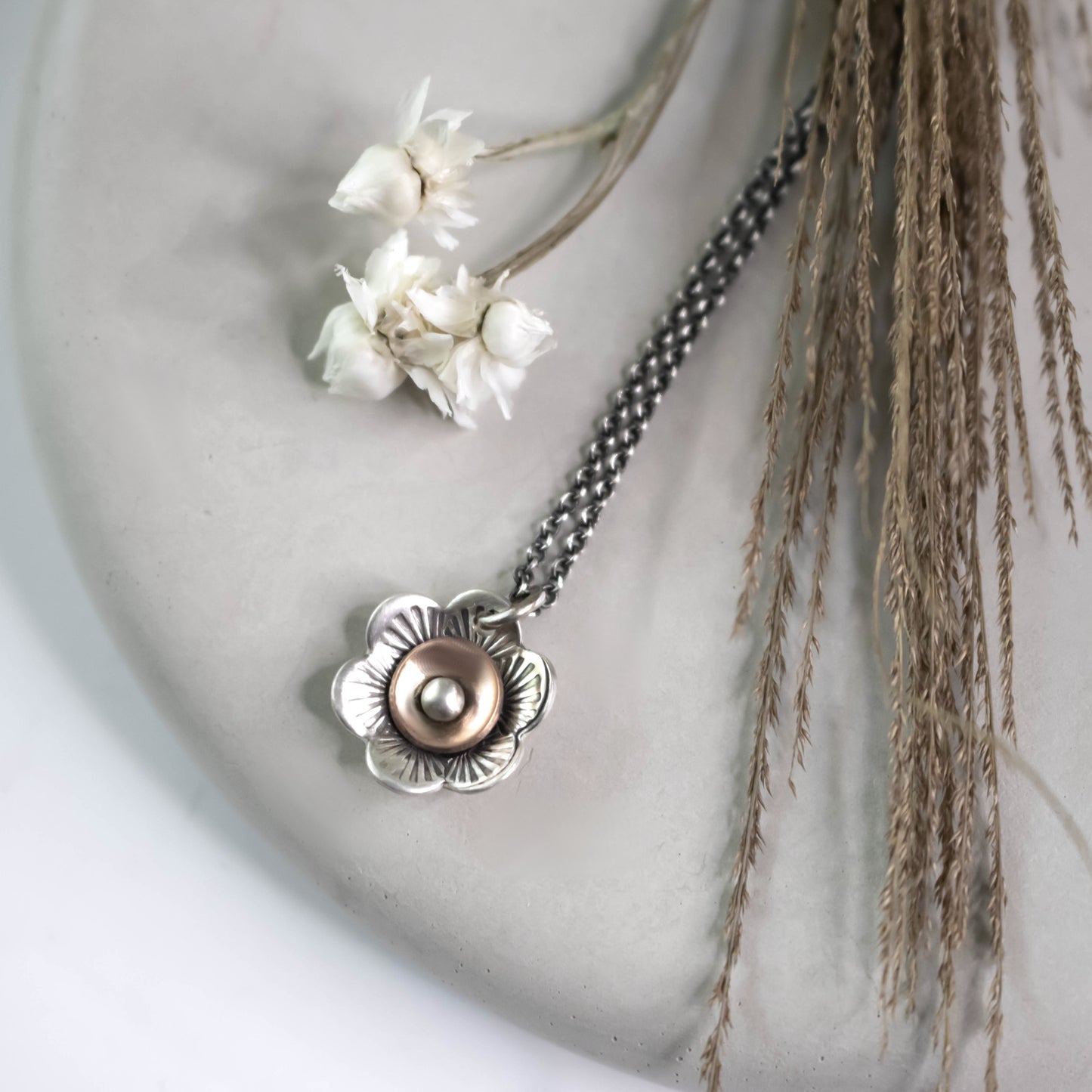 Mixed Metal Blossom Necklace-Womens-LittleGreenRoomJewelry-LittleGreenRoomJewelry