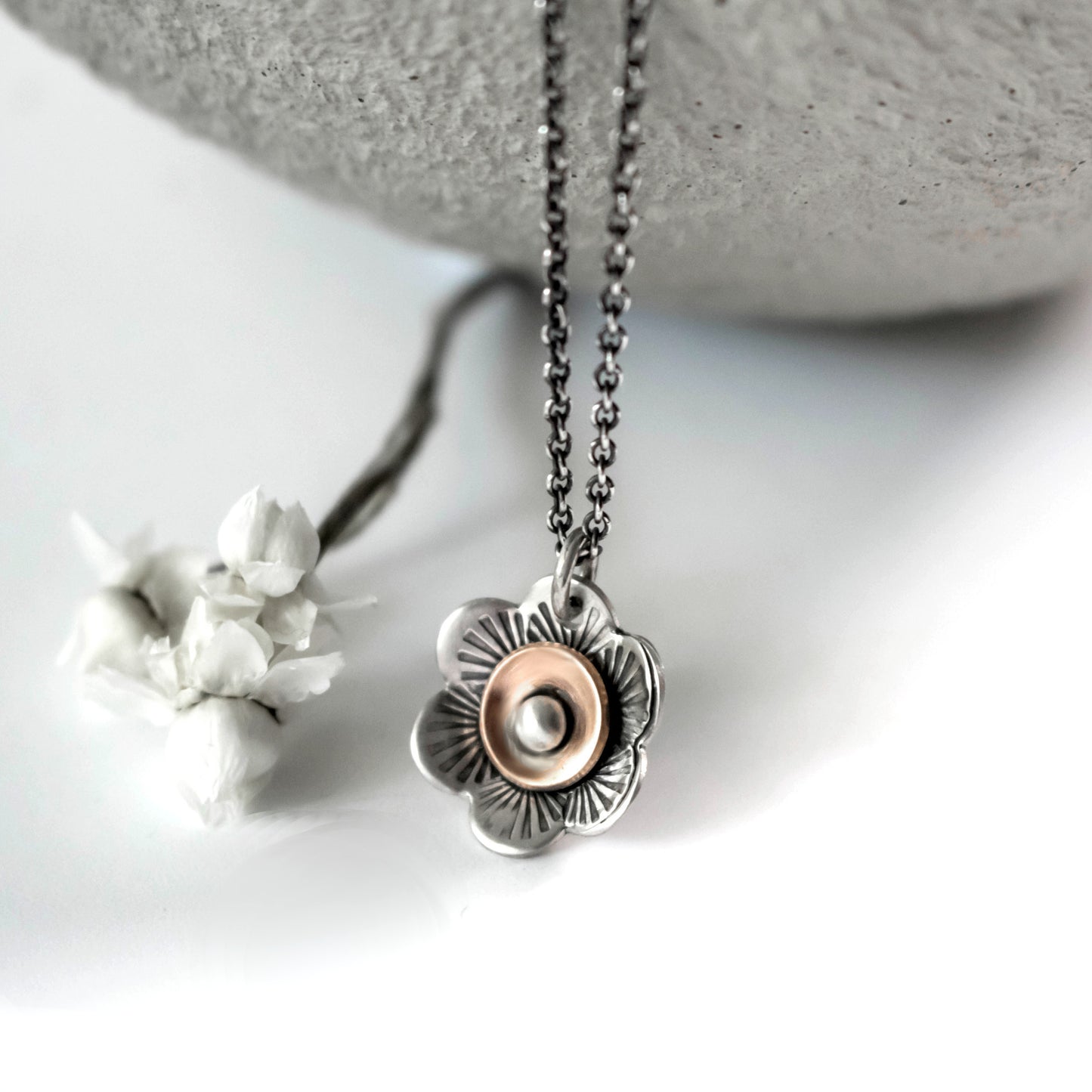 Mixed Metal Blossom Necklace-Womens-LittleGreenRoomJewelry-LittleGreenRoomJewelry