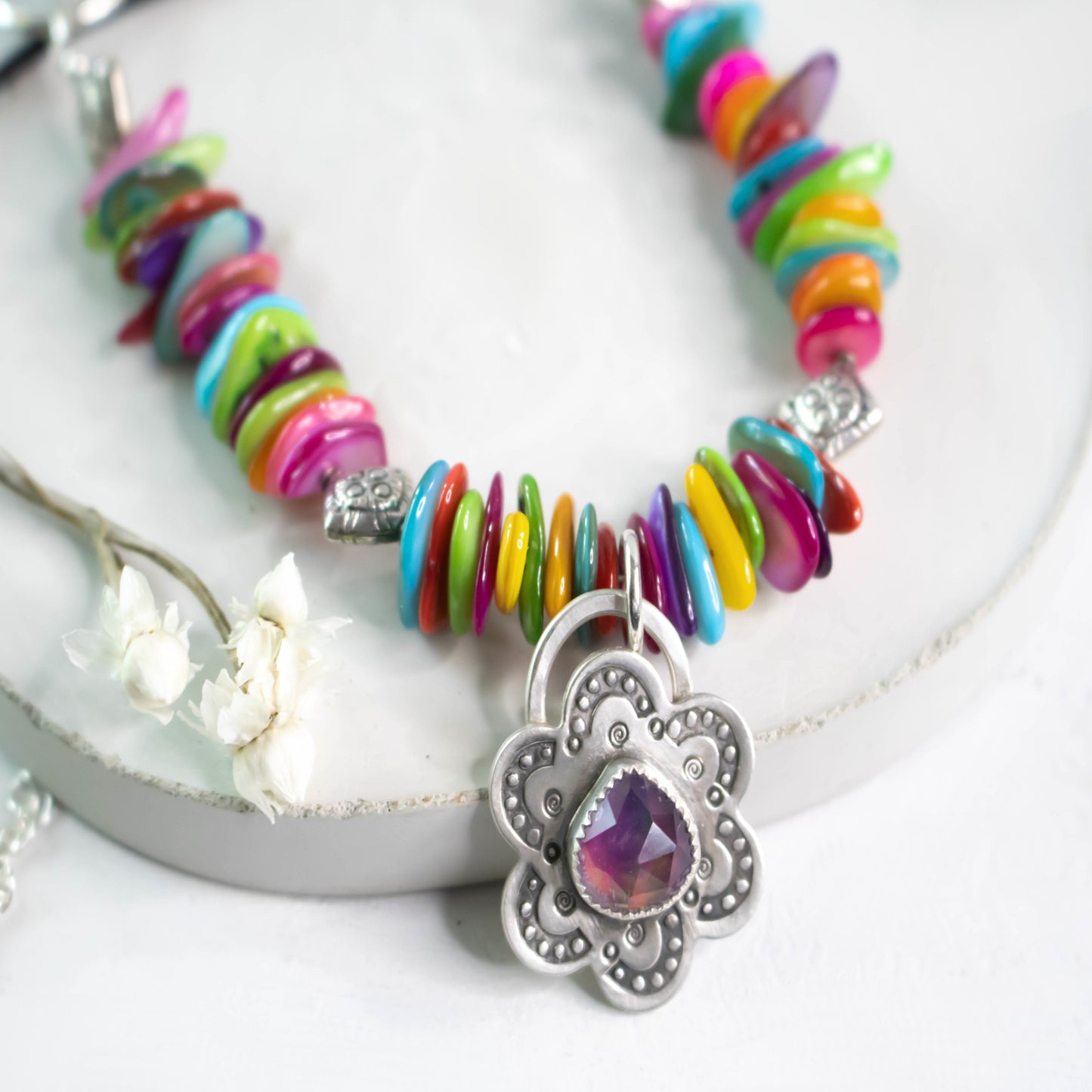 Summer Punch Aurora Opal Necklace-Womens-LittleGreenRoomJewelry-LittleGreenRoomJewelry