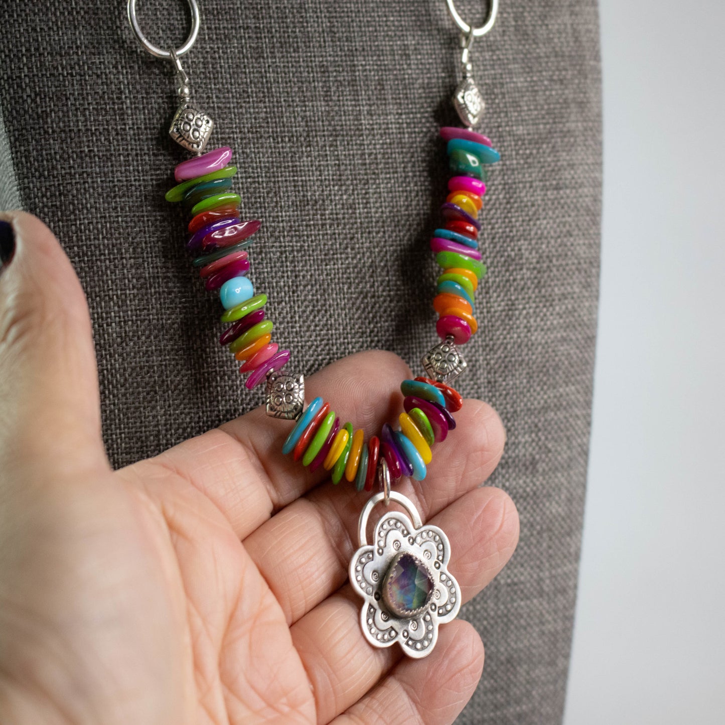 Summer Punch Aurora Opal Necklace-Womens-LittleGreenRoomJewelry-LittleGreenRoomJewelry