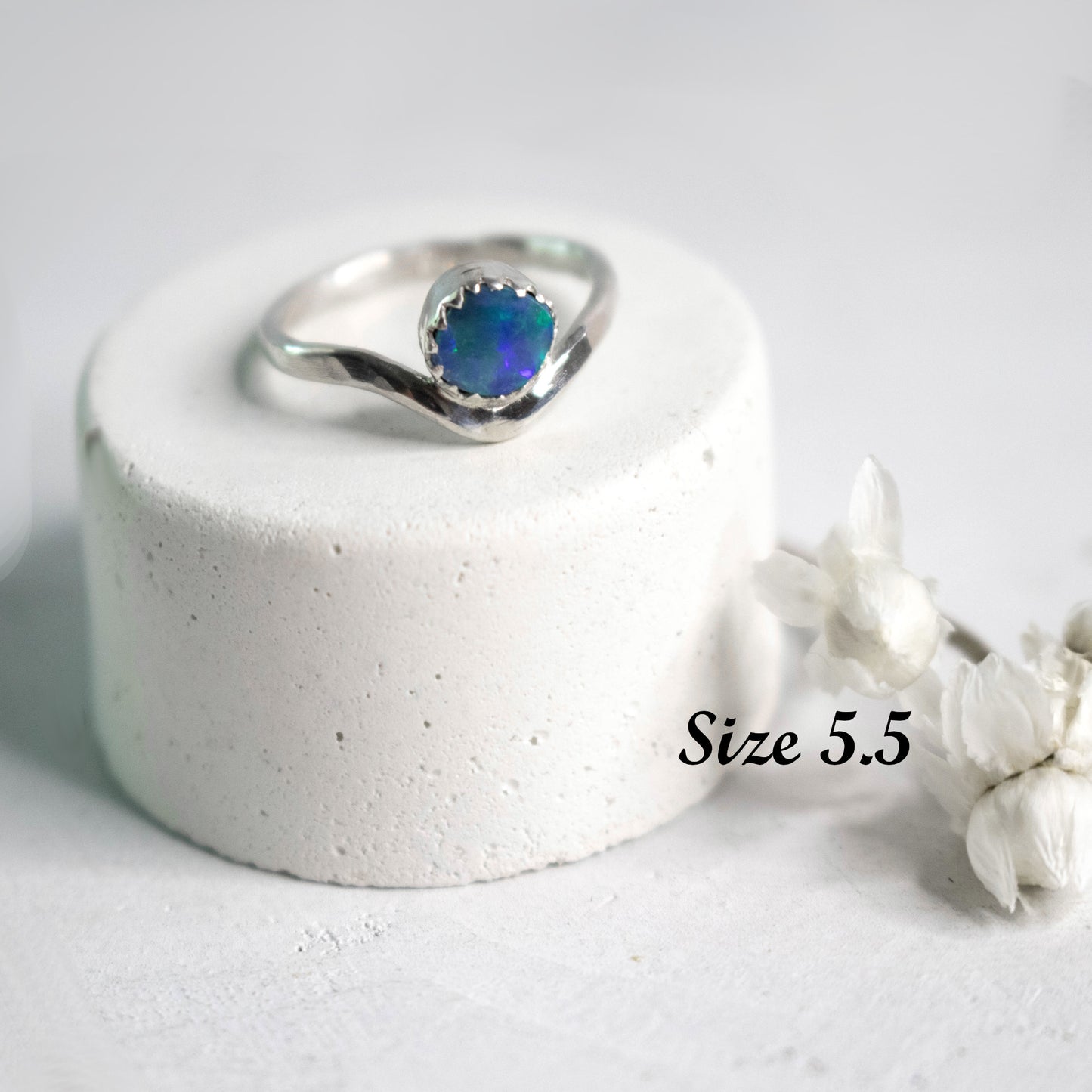 Chevron Stacking Ring With Australian Opal Stone-Womens-LittleGreenRoomJewelry-LittleGreenRoomJewelry