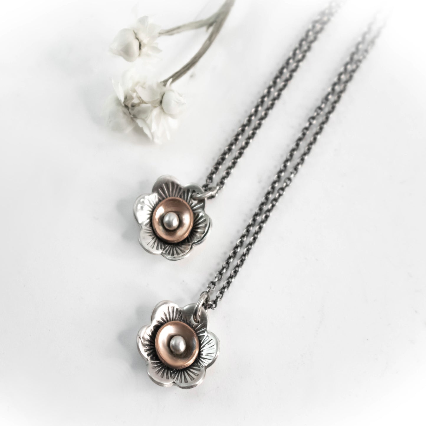 Mixed Metal Blossom Necklace-Womens-LittleGreenRoomJewelry-LittleGreenRoomJewelry