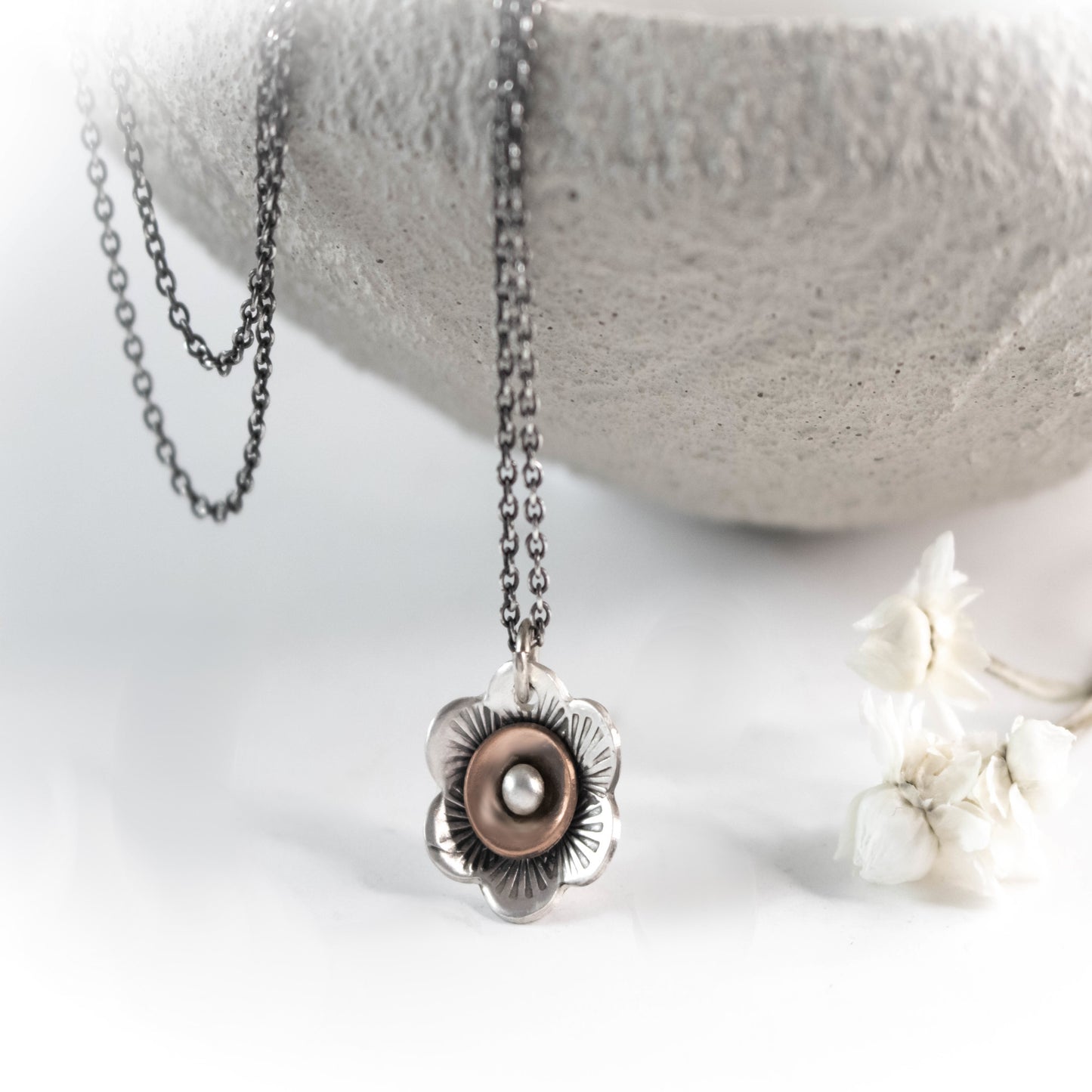 Mixed Metal Blossom Necklace-Womens-LittleGreenRoomJewelry-LittleGreenRoomJewelry