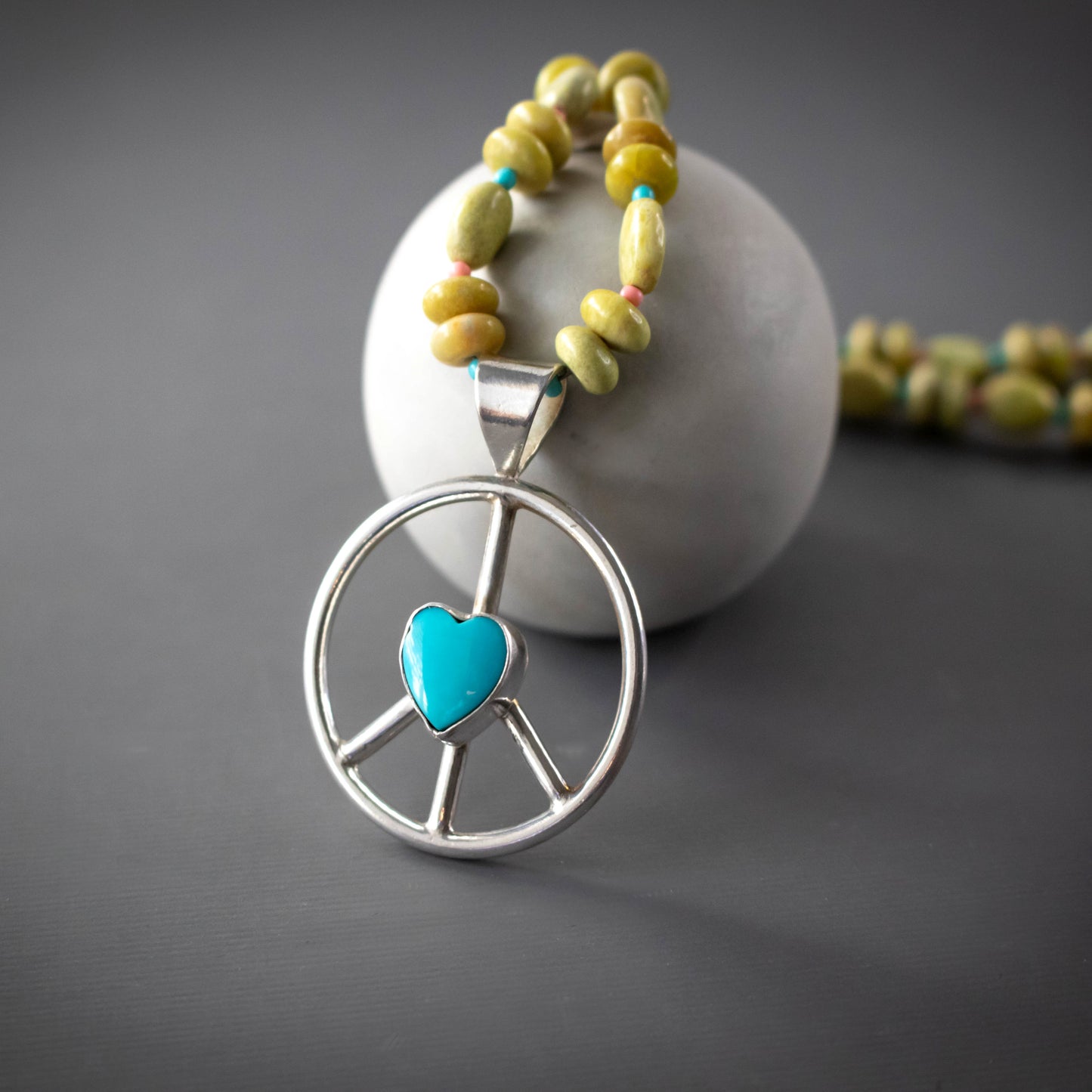 Peace And Love Turquoise Heart Necklace-Womens-LittleGreenRoomJewelry-LittleGreenRoomJewelry