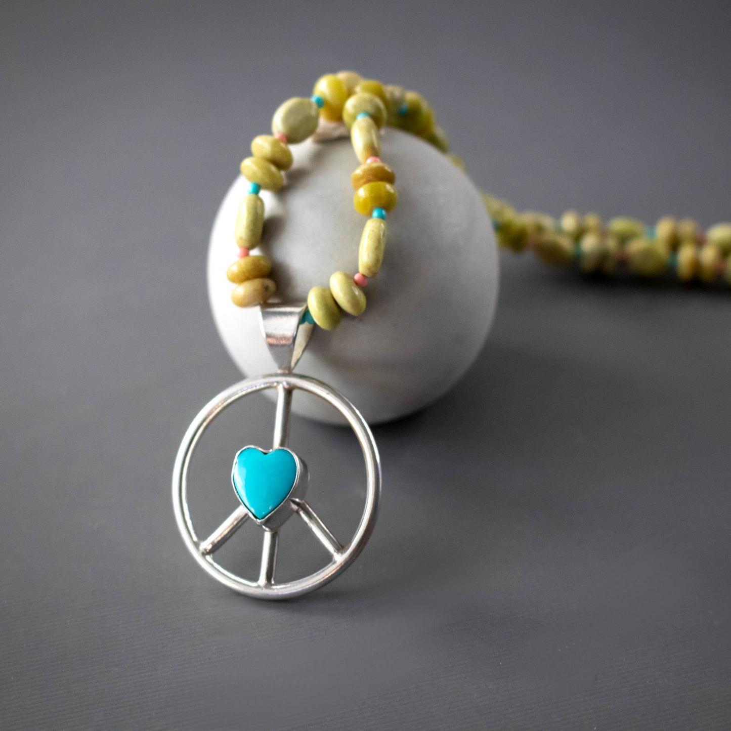 Peace And Love Turquoise Heart Necklace-Womens-LittleGreenRoomJewelry-LittleGreenRoomJewelry