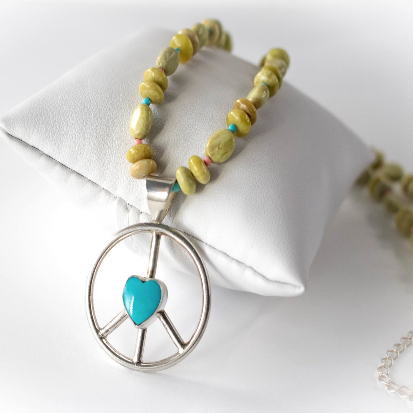 Peace And Love Turquoise Heart Necklace-Womens-LittleGreenRoomJewelry-LittleGreenRoomJewelry