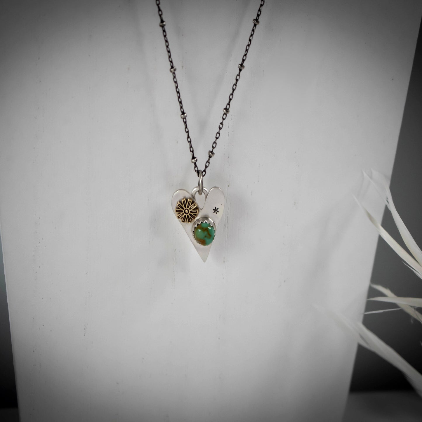 Heart Bouquet Sterling Silver Turquoise Necklace-Womens-LittleGreenRoomJewelry-LittleGreenRoomJewelry