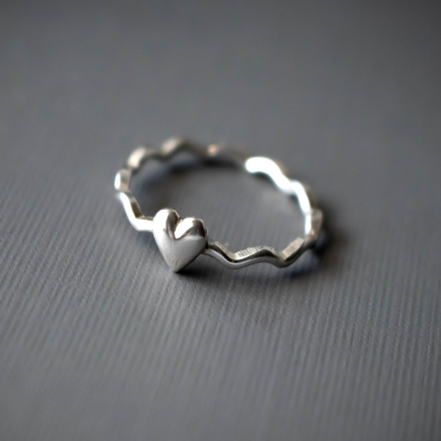 Remember Me Wavy Sterling Silver Heart Stacking Ring-Womens-LittleGreenRoomJewelry-LittleGreenRoomJewelry