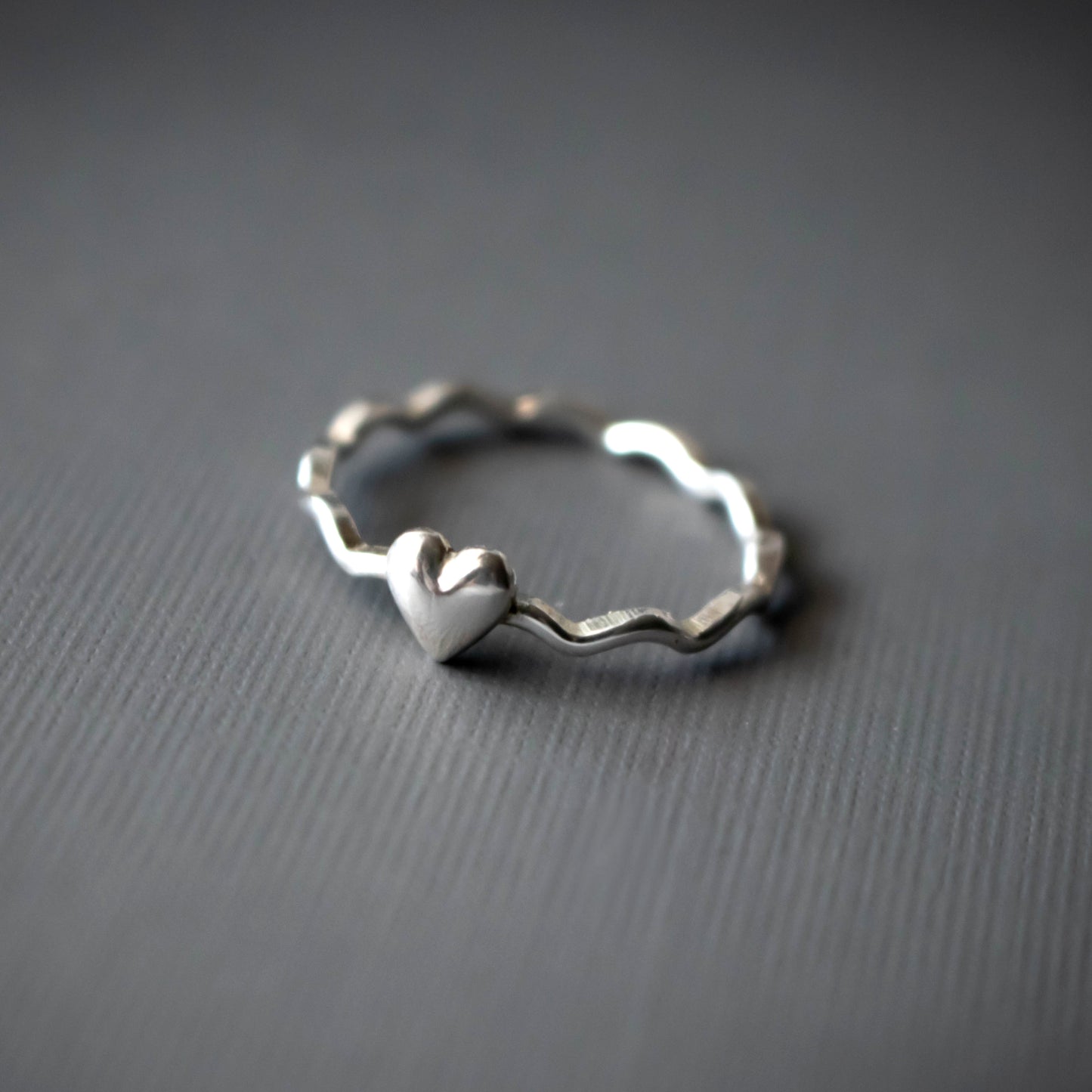 Remember Me Wavy Sterling Silver Heart Stacking Ring-Womens-LittleGreenRoomJewelry-LittleGreenRoomJewelry