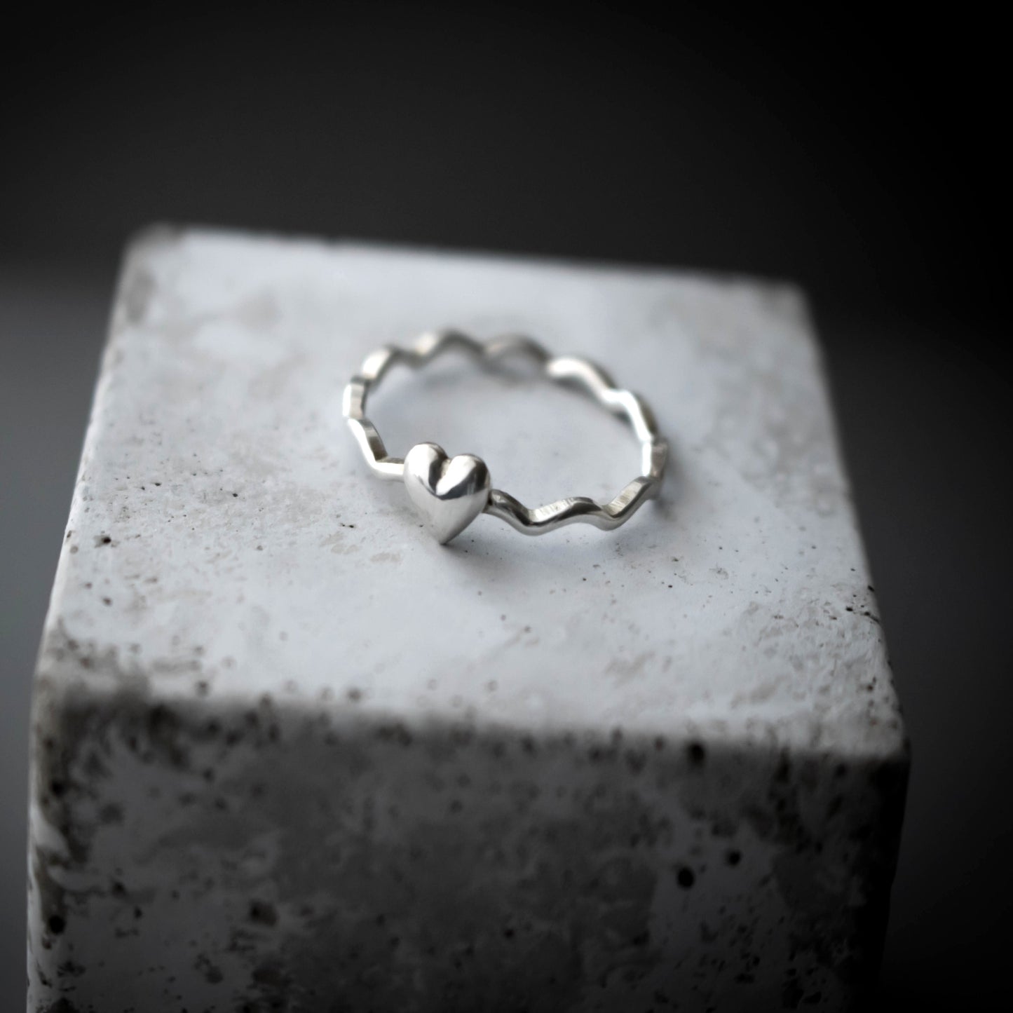 Remember Me Wavy Sterling Silver Heart Stacking Ring-Womens-LittleGreenRoomJewelry-LittleGreenRoomJewelry