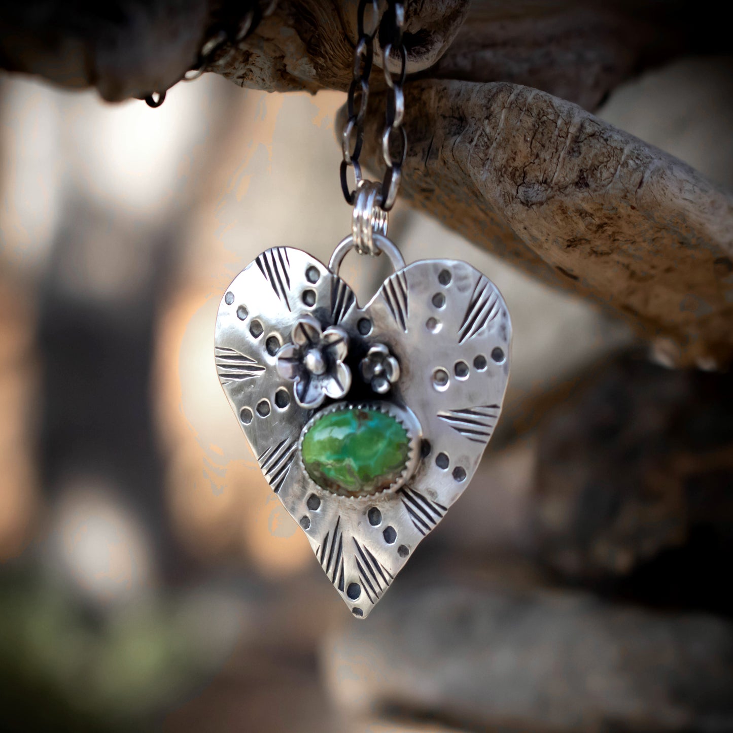 Always Loved Sterling Silver Sonoran Gold Turquoise Heart Necklace-Womens-LittleGreenRoomJewelry-LittleGreenRoomJewelry