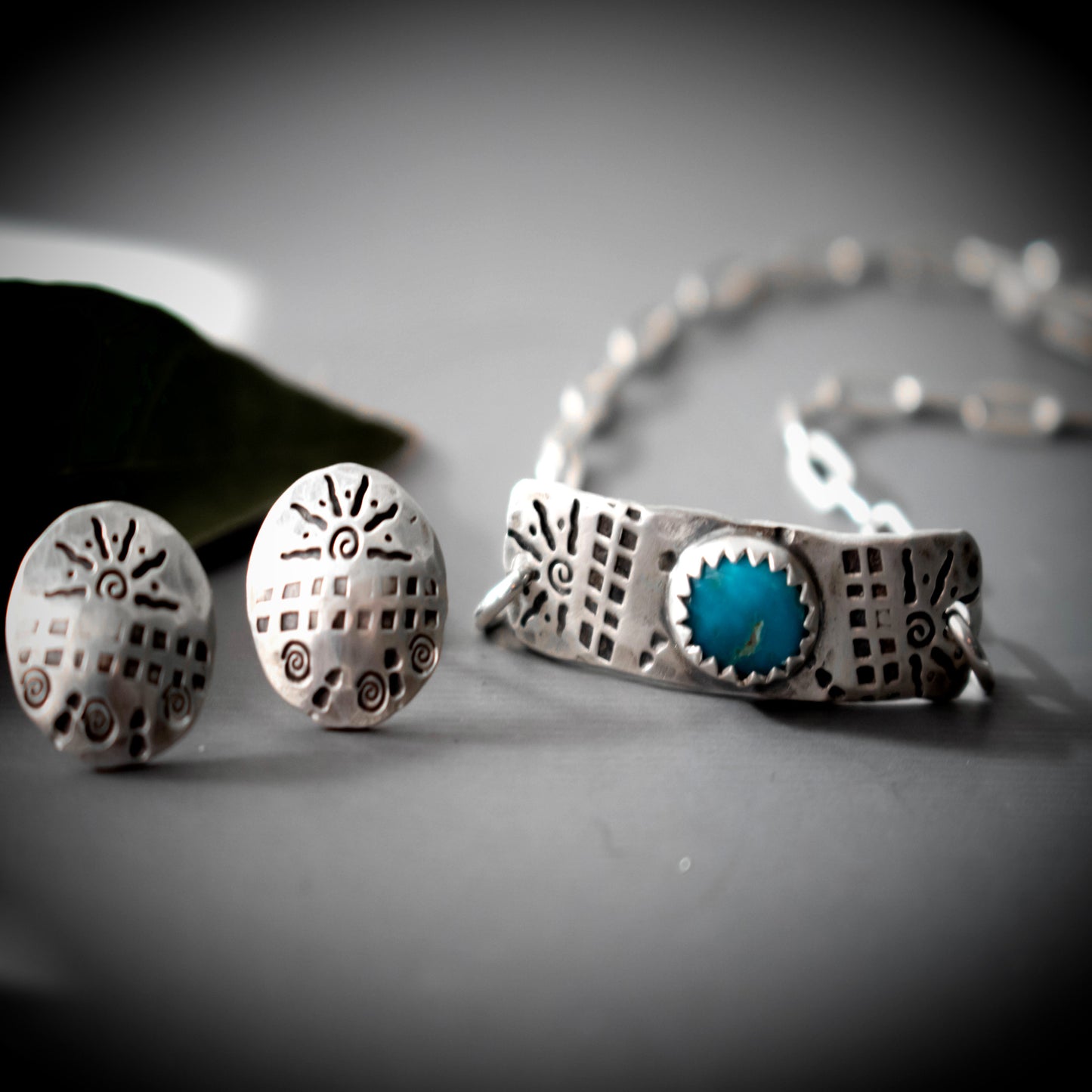 Western Sun Hammered Sterling Silver Stud Earrings-Womens-LittleGreenRoomJewelry-LittleGreenRoomJewelry