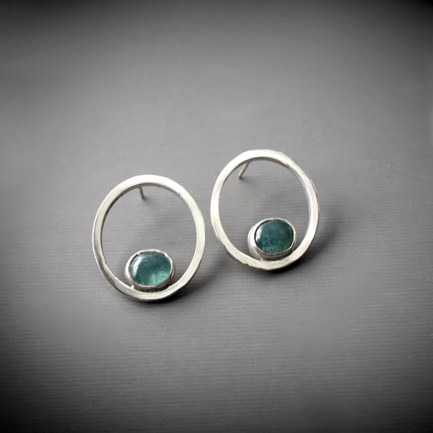 Modern Aqua Kyanite Hoop Earrings-Womens-LittleGreenRoomJewelry-LittleGreenRoomJewelry