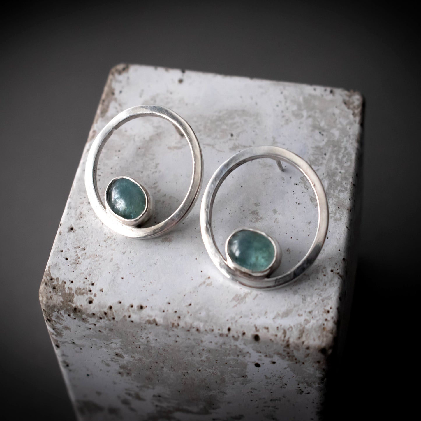 Modern Aqua Kyanite Hoop Earrings-Womens-LittleGreenRoomJewelry-LittleGreenRoomJewelry