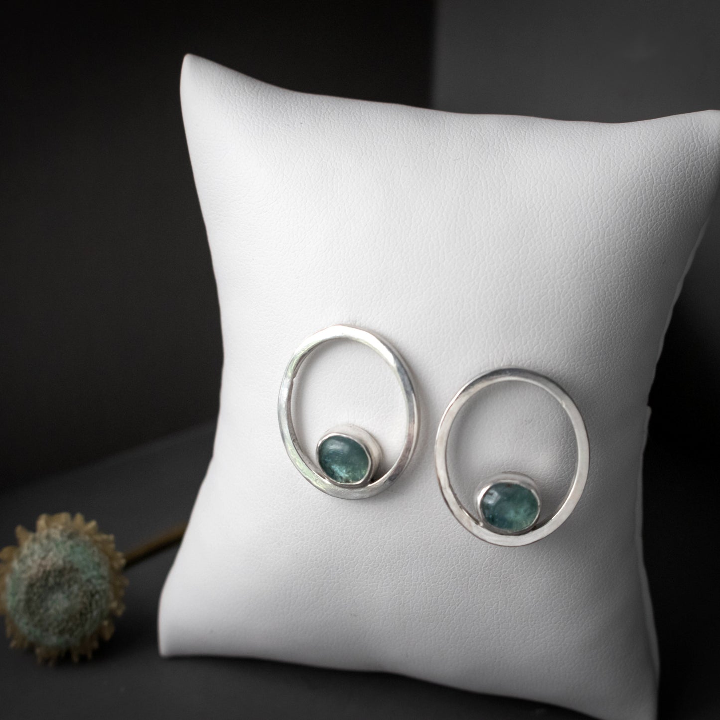 Modern Aqua Kyanite Hoop Earrings-Womens-LittleGreenRoomJewelry-LittleGreenRoomJewelry