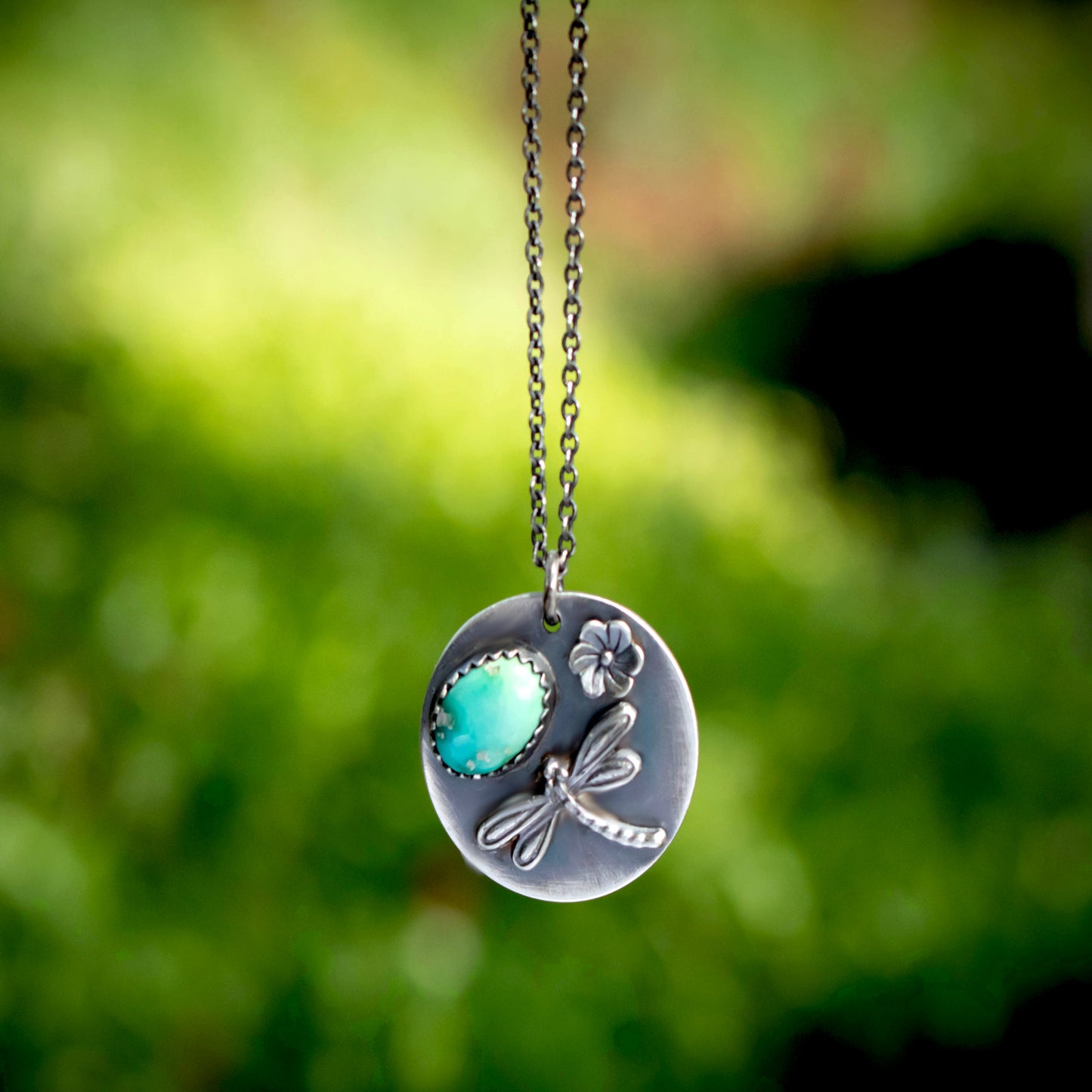Dreamy Dragonfly Sonoran Gold Turquoise Necklace