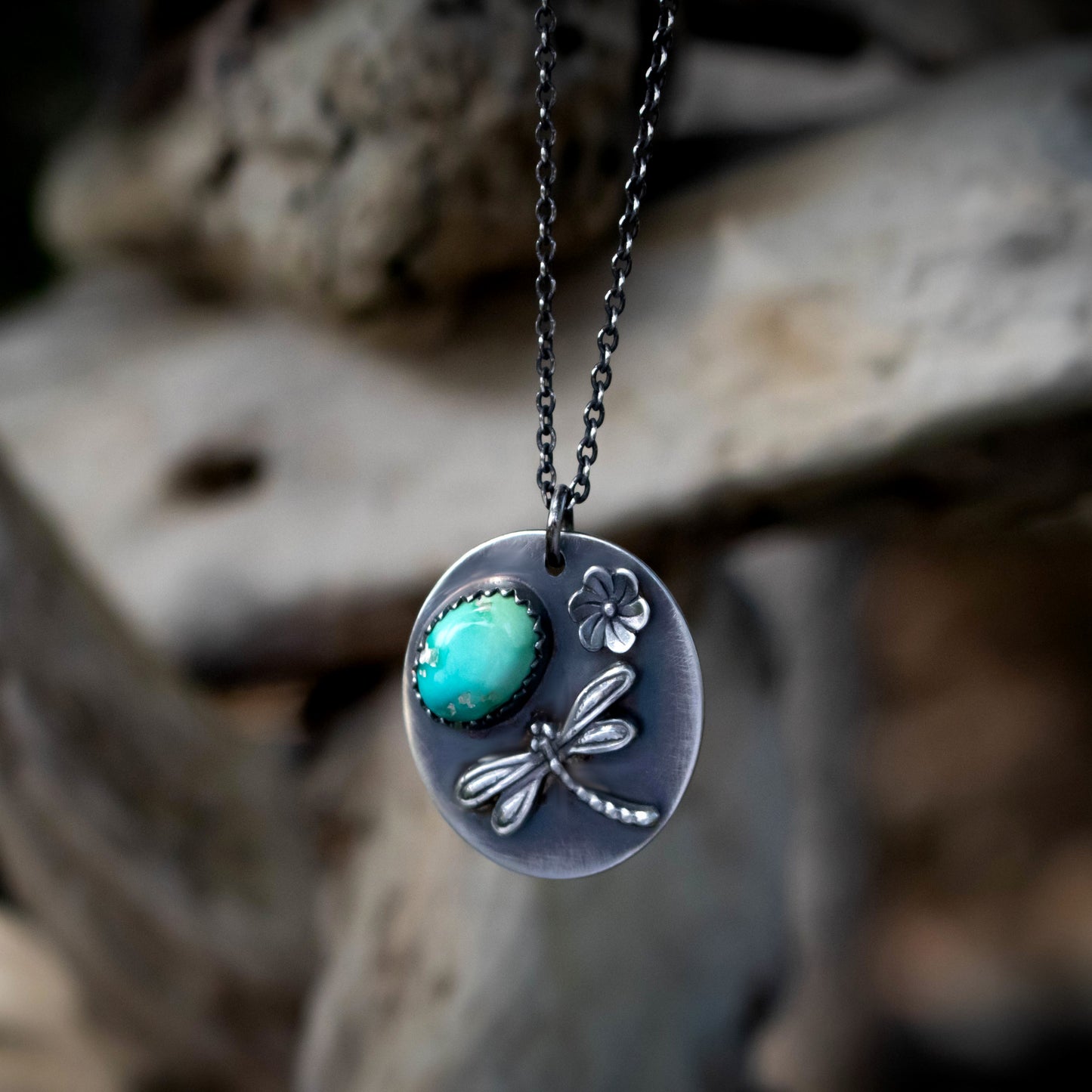 Dreamy Dragonfly Sonoran Gold Turquoise Necklace