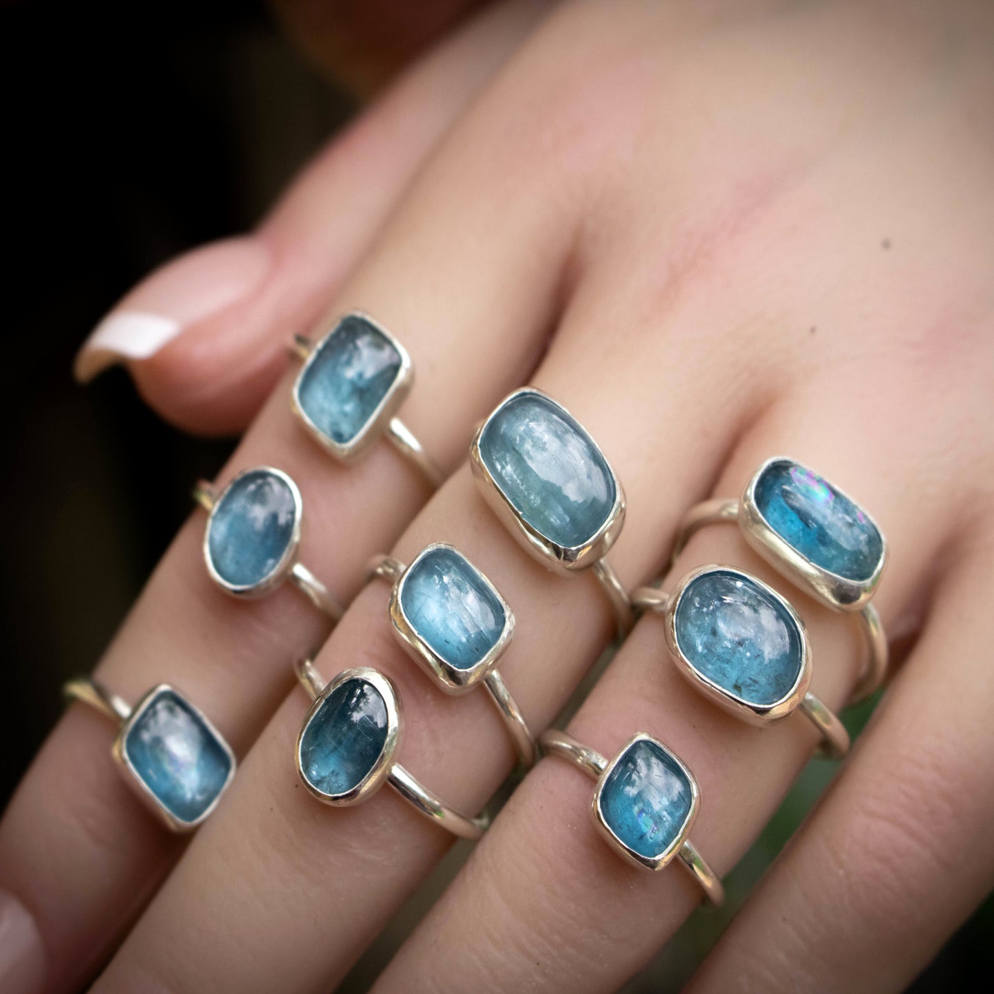 Neon Blue Kyanite Sterling Silver Ring Ready To Ship-Womens-LittleGreenRoomJewelry-LittleGreenRoomJewelry