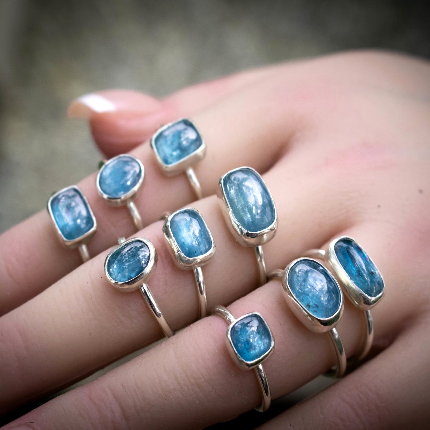 Neon Blue Kyanite Sterling Silver Ring Ready To Ship-Womens-LittleGreenRoomJewelry-LittleGreenRoomJewelry