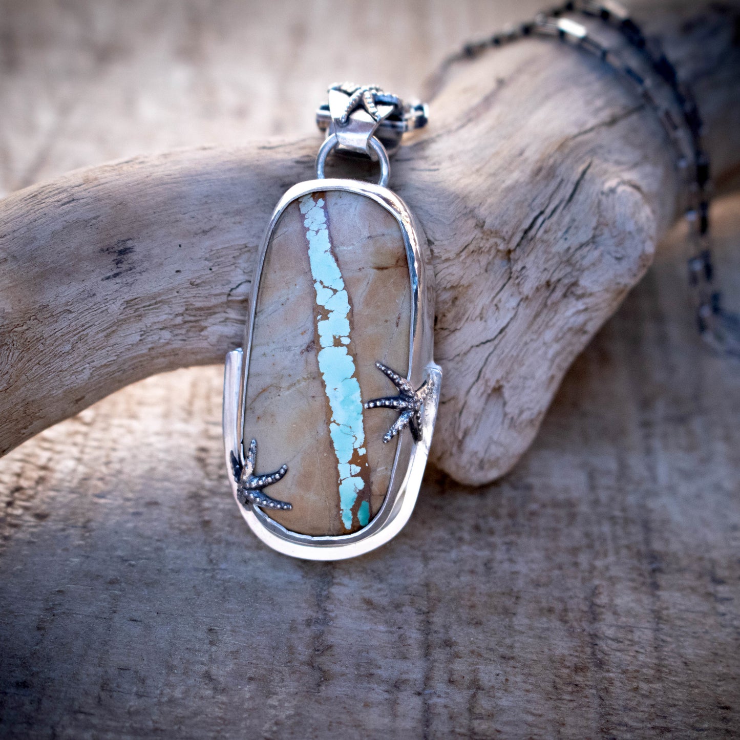 Ribbon Turquoise Waterfall Sea Star Necklace-Womens-LittleGreenRoomJewelry-LittleGreenRoomJewelry