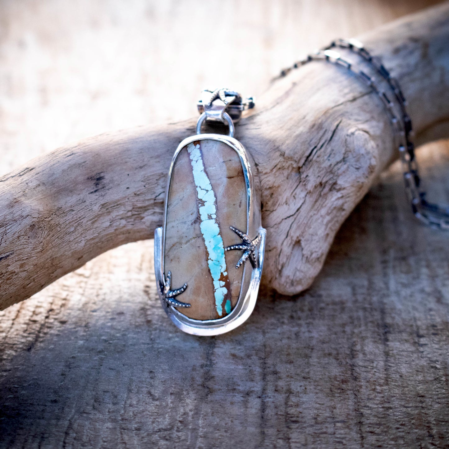Ribbon Turquoise Waterfall Sea Star Necklace-Womens-LittleGreenRoomJewelry-LittleGreenRoomJewelry