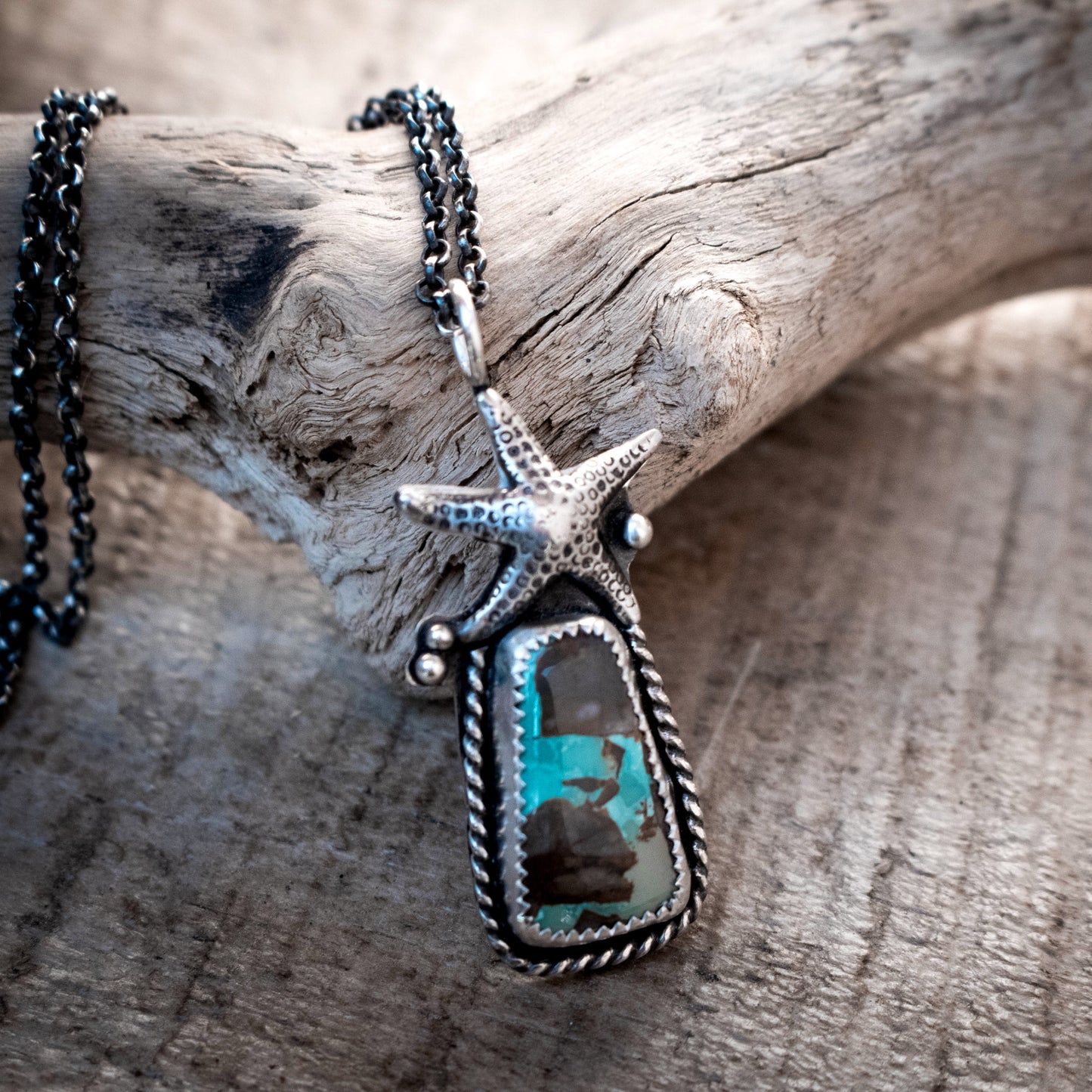 Turquoise Sea Star Necklace-womens-LittleGreenRoomJewelry-LittleGreenRoomJewelry