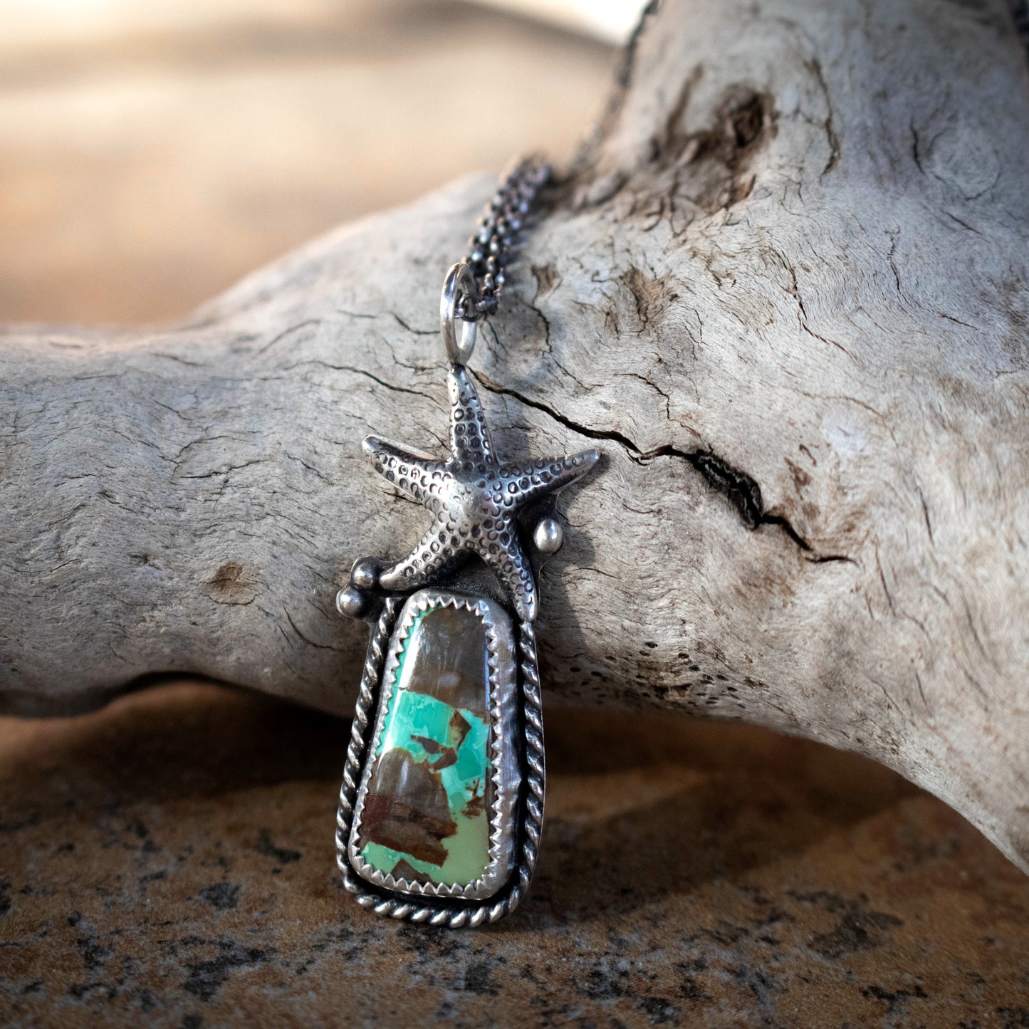 Turquoise Sea Star Necklace-womens-LittleGreenRoomJewelry-LittleGreenRoomJewelry