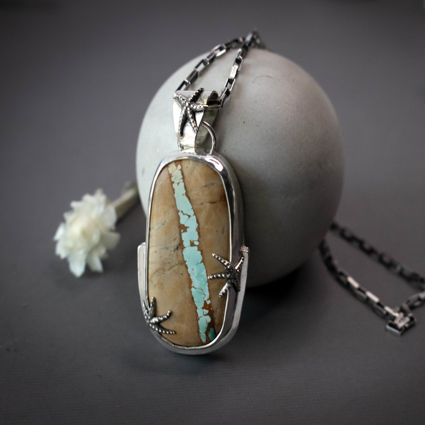 Ribbon Turquoise Waterfall Sea Star Necklace-Womens-LittleGreenRoomJewelry-LittleGreenRoomJewelry