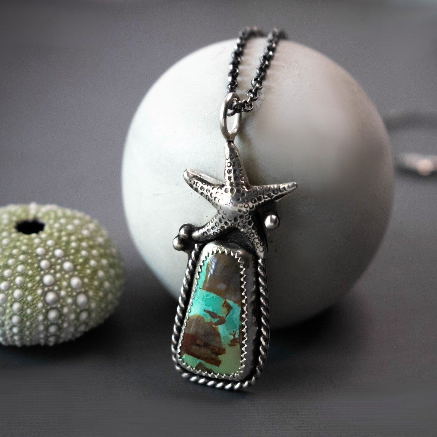 Turquoise Sea Star Necklace-womens-LittleGreenRoomJewelry-LittleGreenRoomJewelry