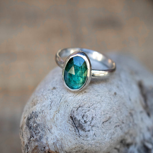 Sea Green Faceted Kyanite Ring Size 6.5-Womens-LittleGreenRoomJewelry-LittleGreenRoomJewelry