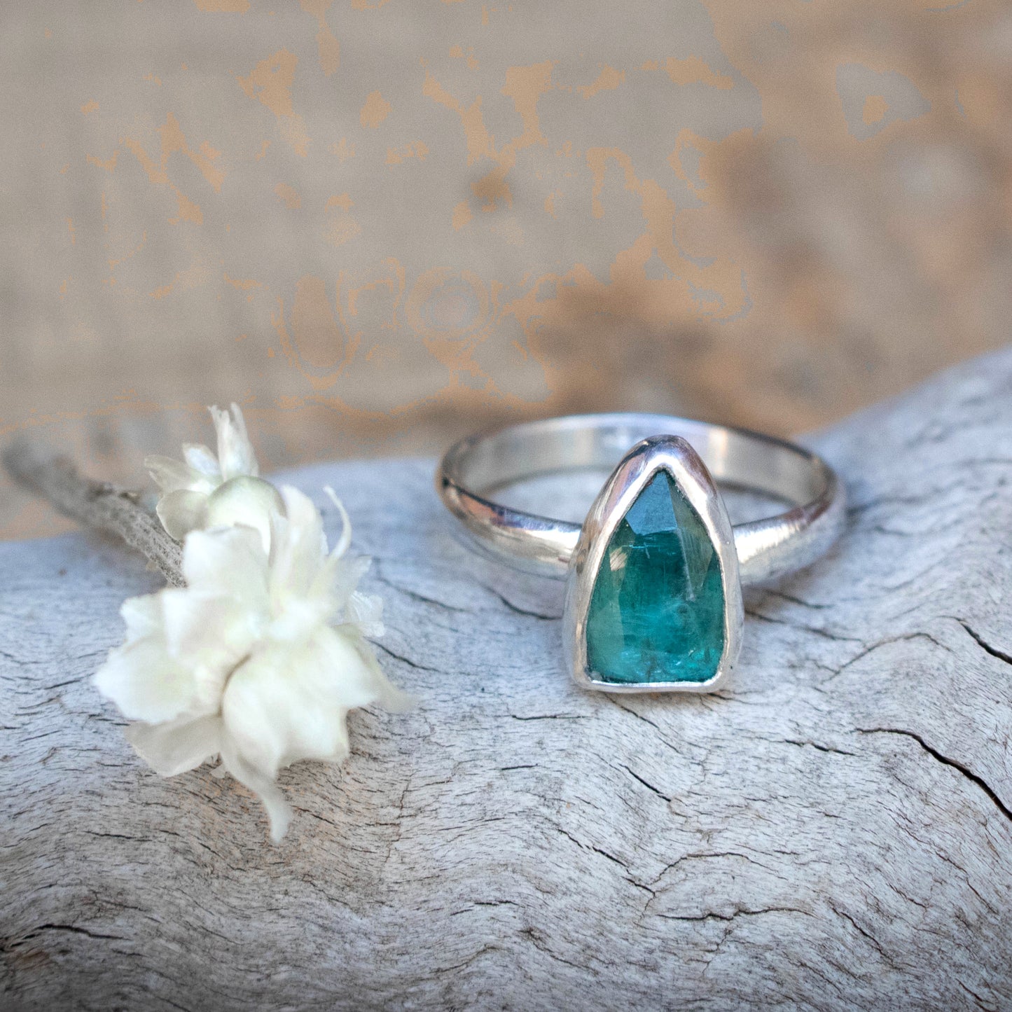 Faceted Blue Paraiba Sterling Silver Ring Size 7-Womens-LittleGreenRoomJewelry-LittleGreenRoomJewelry