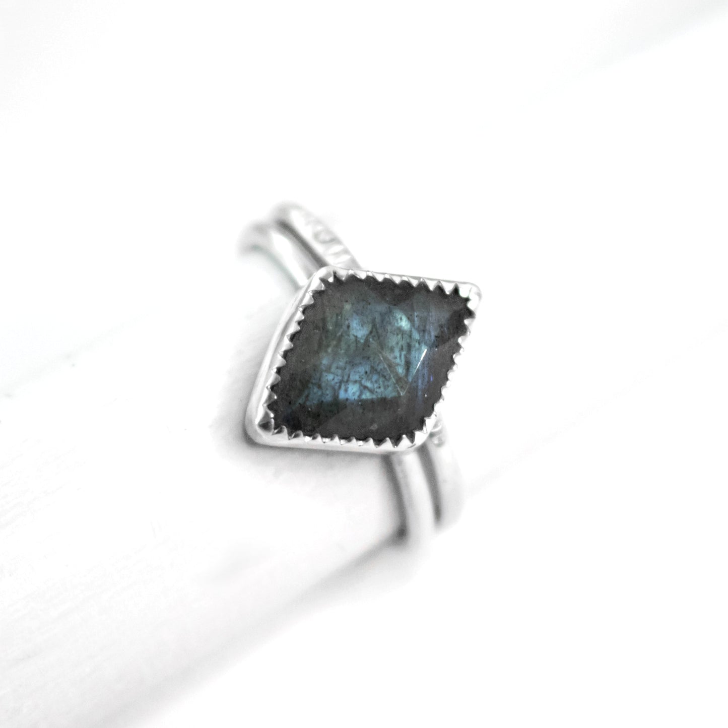 Faceted Labradorite Sterling Silver Ring Set-Womens-LittleGreenRoomJewelry-LittleGreenRoomJewelry