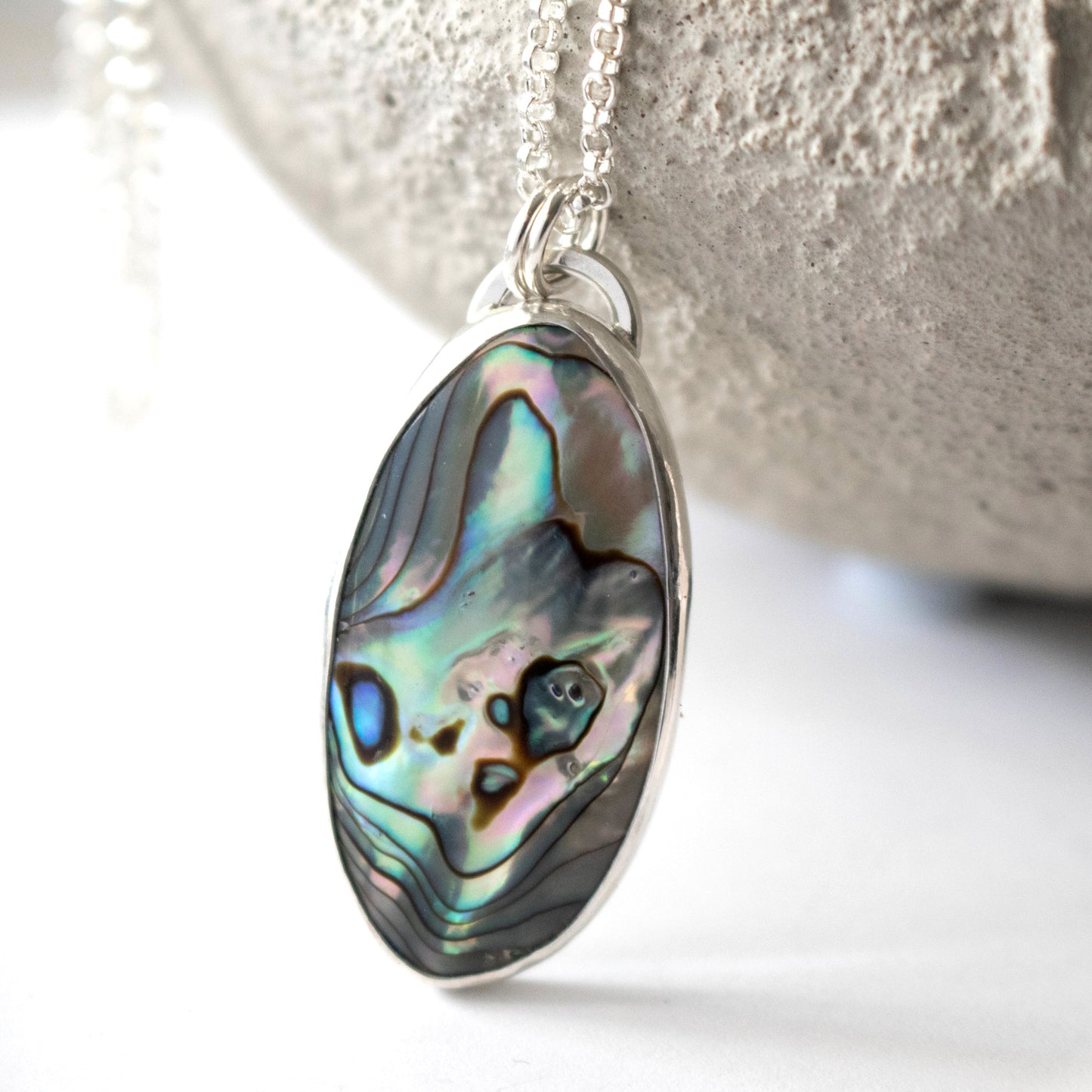 Ocean Shores Sterling Silver Abalone Necklace-Womens-LittleGreenRoomJewelry-LittleGreenRoomJewelry