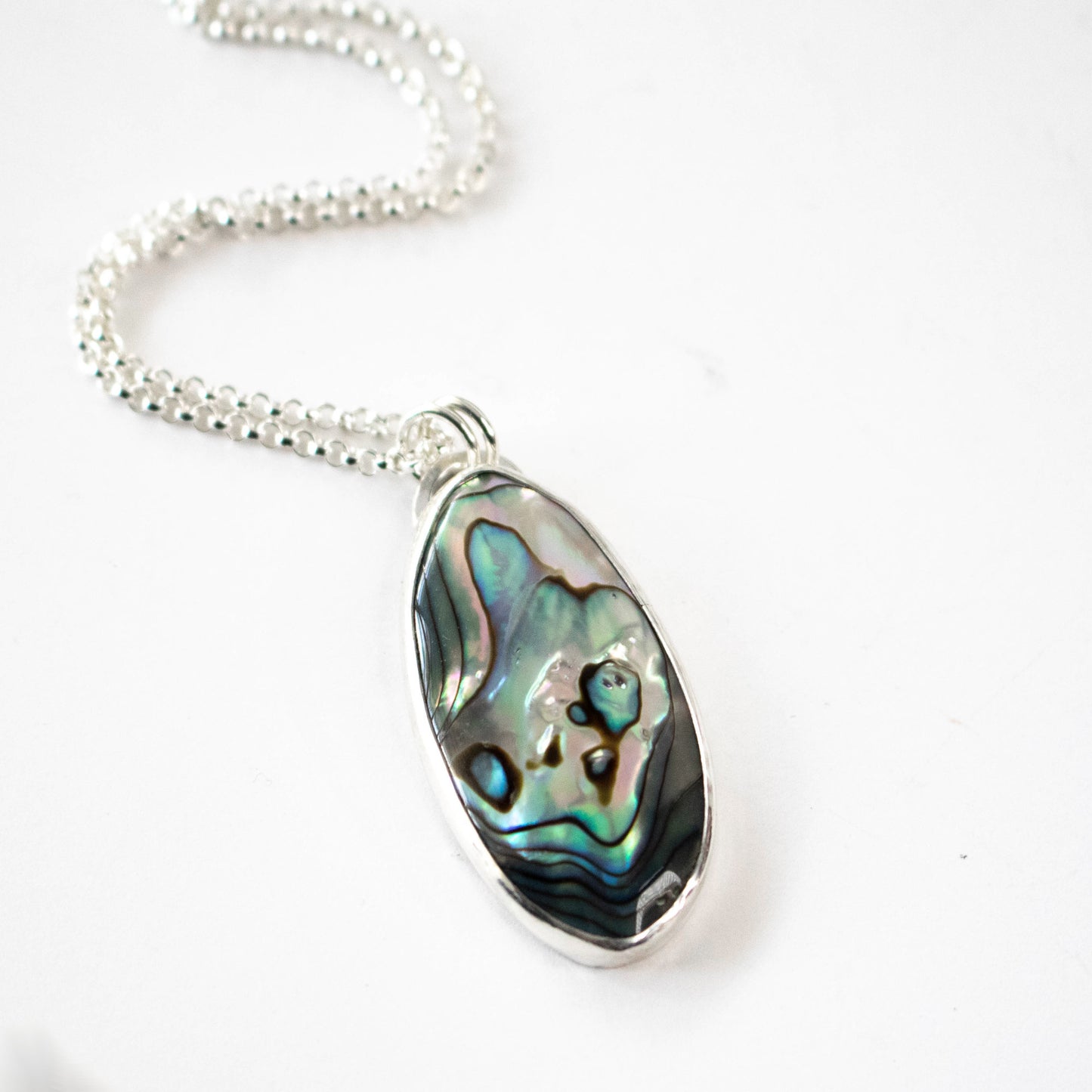 Ocean Shores Sterling Silver Abalone Necklace-Womens-LittleGreenRoomJewelry-LittleGreenRoomJewelry