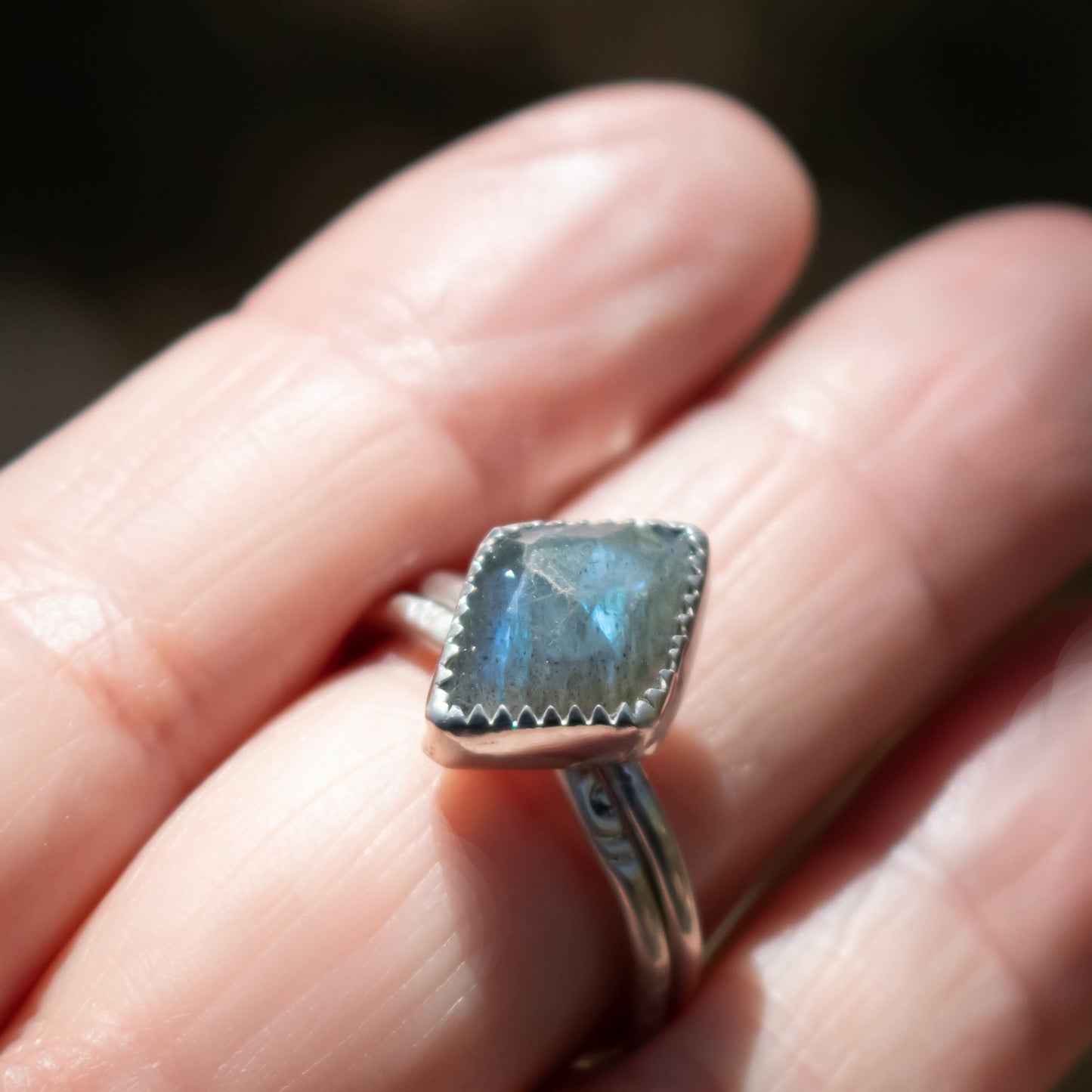 Faceted Labradorite Sterling Silver Ring Set-Womens-LittleGreenRoomJewelry-LittleGreenRoomJewelry