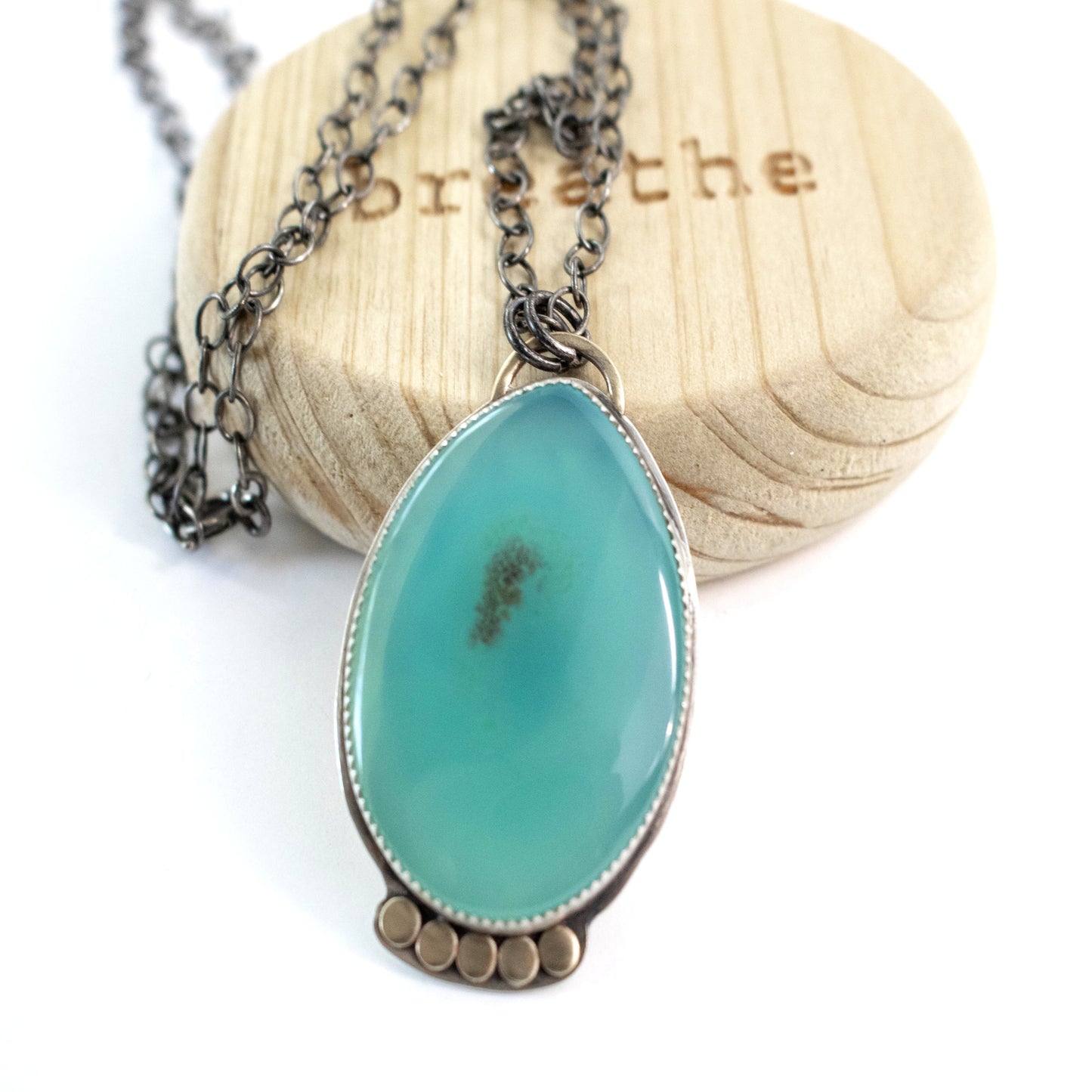 Aqua Agate Gemstone Necklace-Womens-LittleGreenRoomJewelry-LittleGreenRoomJewelry