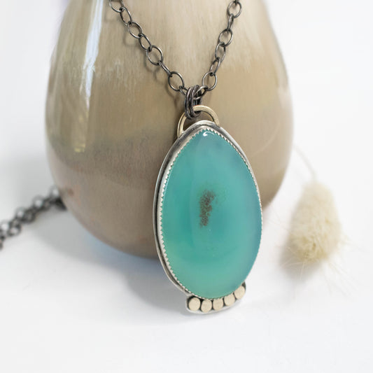 Aqua Agate Gemstone Necklace-Womens-LittleGreenRoomJewelry-LittleGreenRoomJewelry