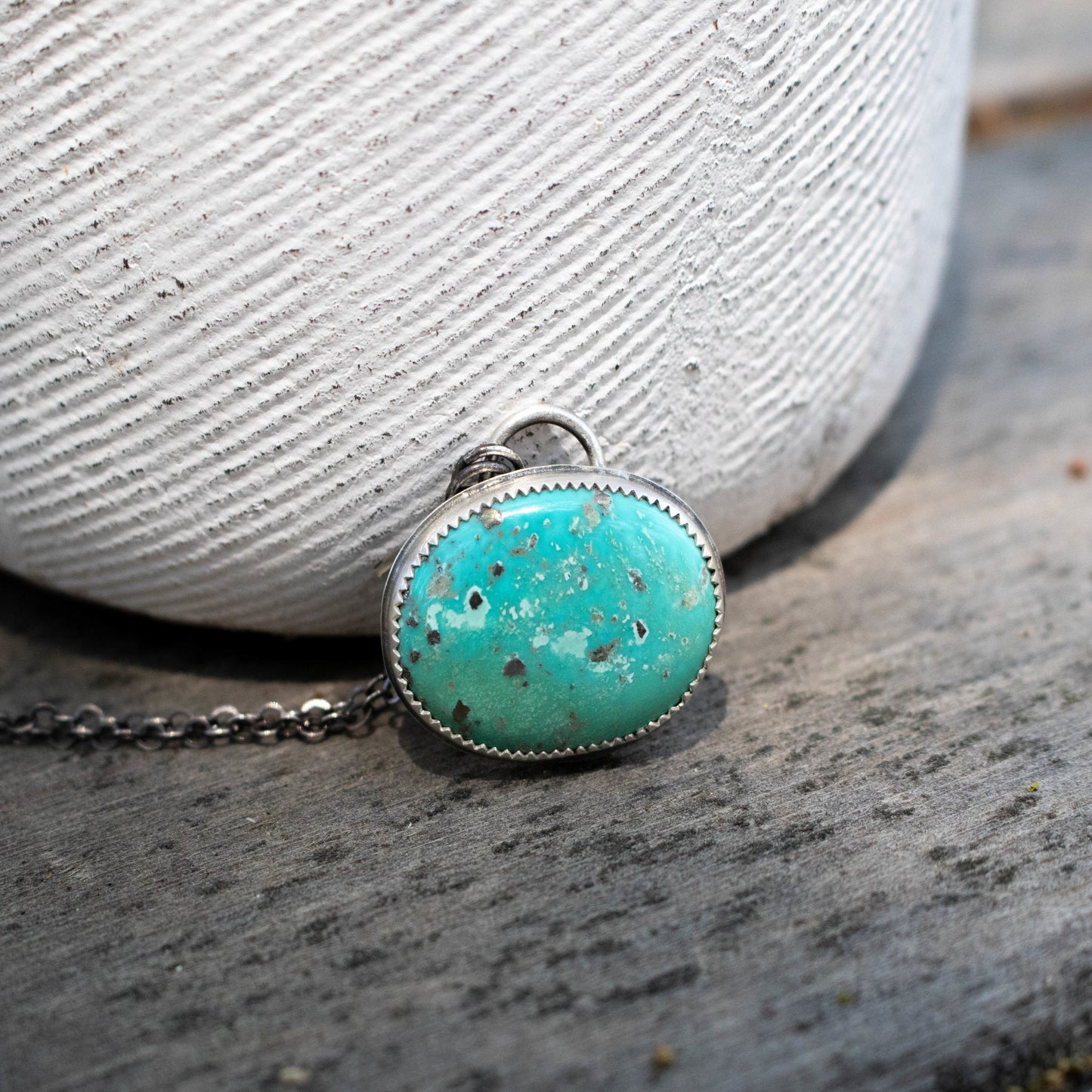 Natural Persian Turquoise Pendant with Pyrite Necklace-Womens-LittleGreenRoomJewelry-LittleGreenRoomJewelry