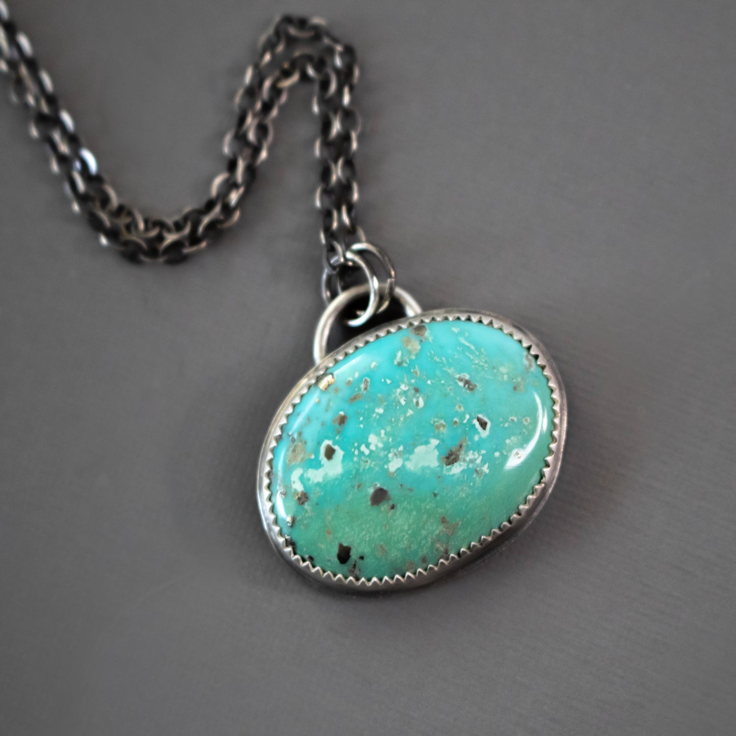 Natural Persian Turquoise Pendant with Pyrite Necklace-Womens-LittleGreenRoomJewelry-LittleGreenRoomJewelry